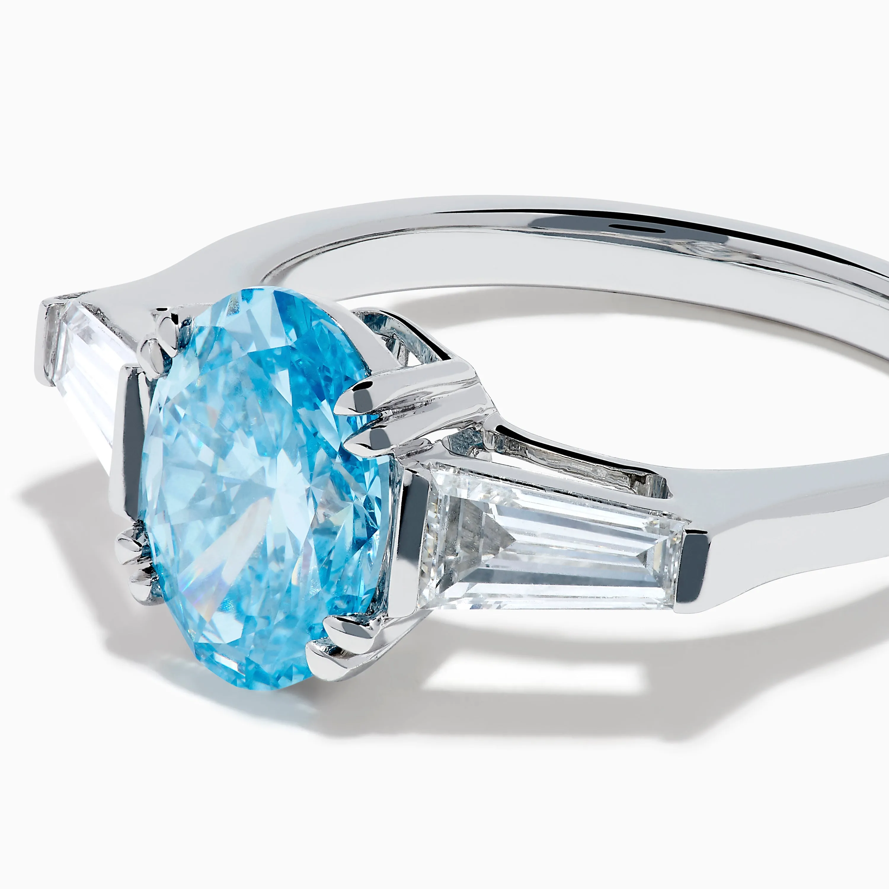 Lab Grown Blue and White Diamond 3-Stone Ring in 14K White Gold sold by Effy product image thumbnail 2