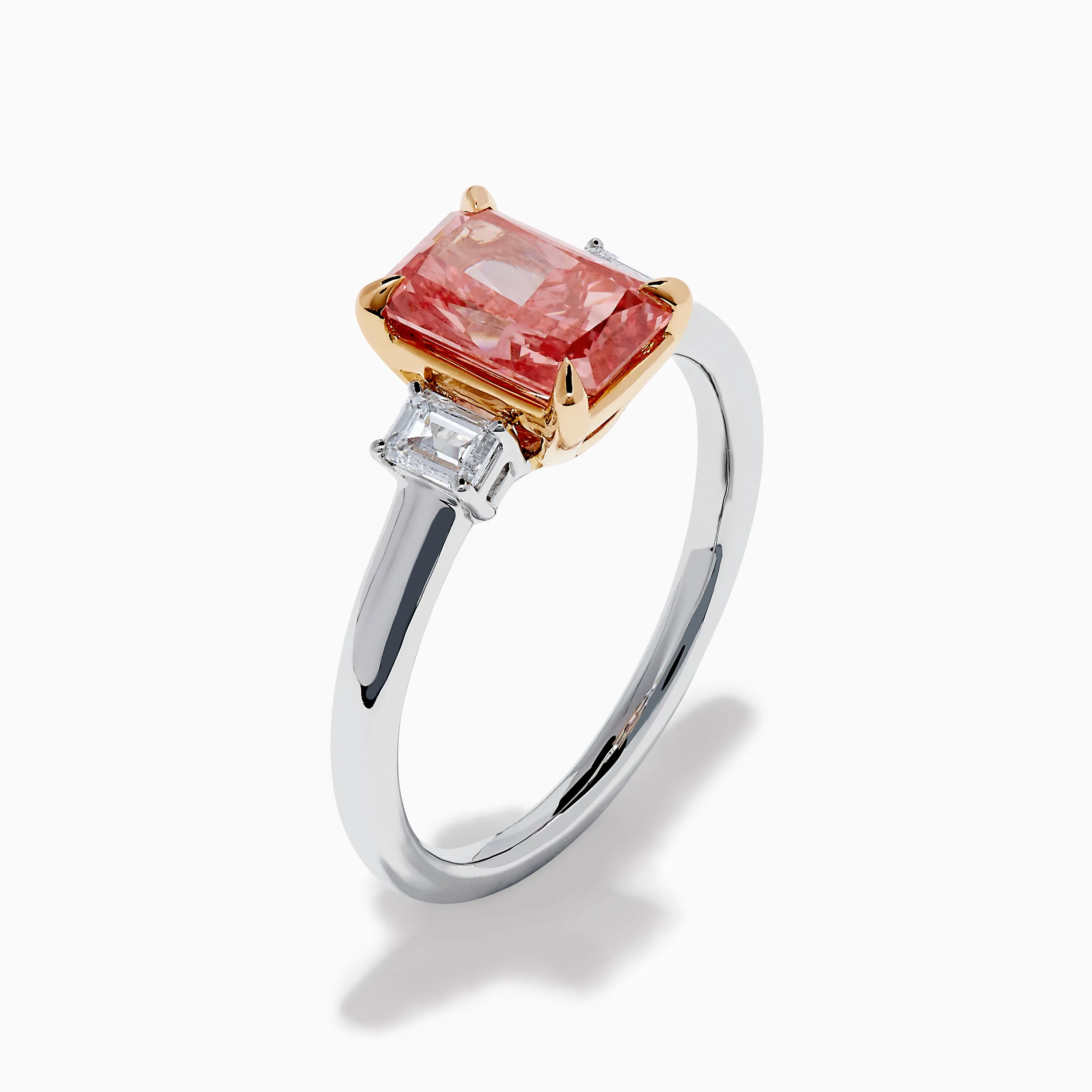Lab Grown Pink and White Diamond 3 Stone Ring in 14K White Gold sold by Effy product image thumbnail 4