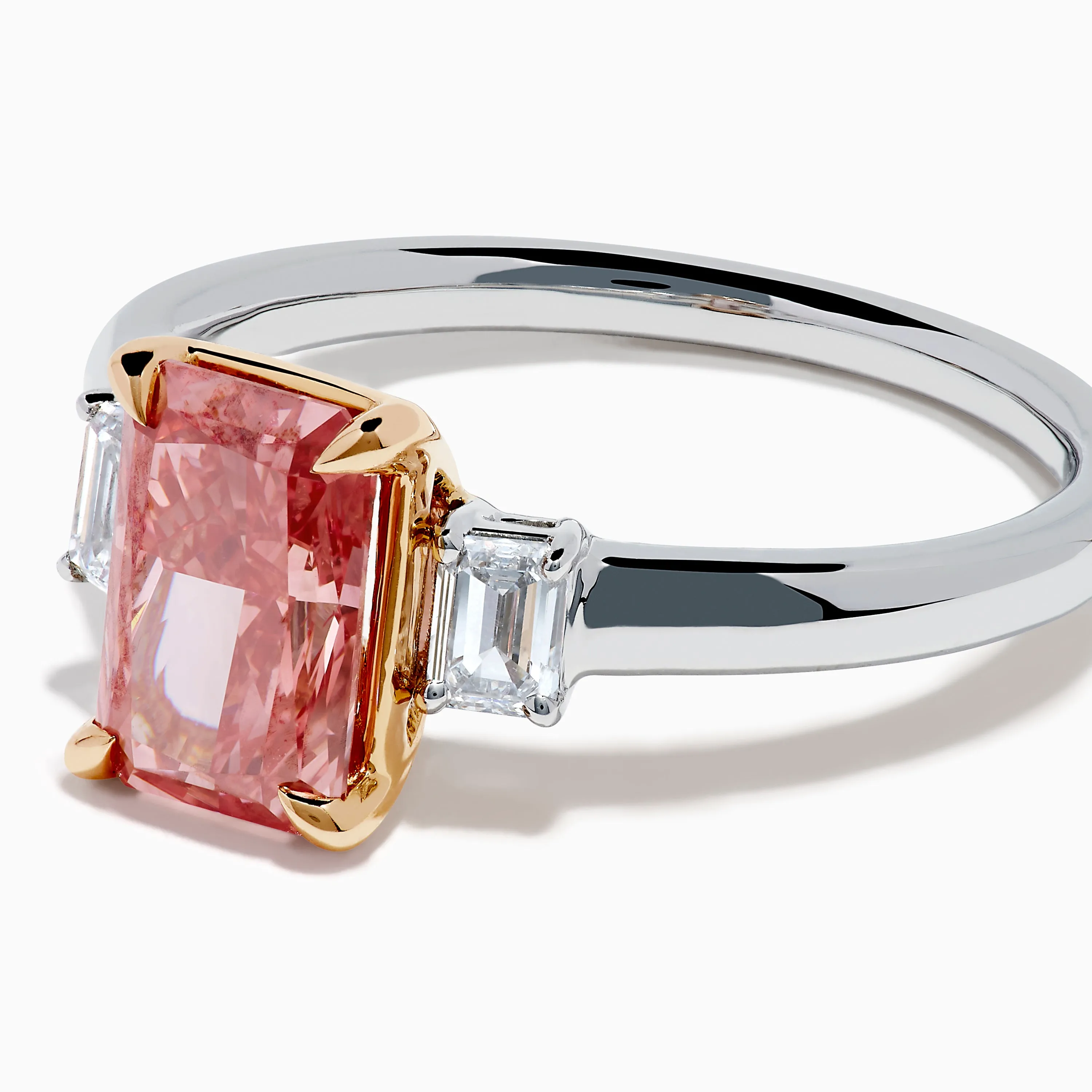 Lab Grown Pink and White Diamond 3 Stone Ring in 14K White Gold sold by Effy product image thumbnail 2