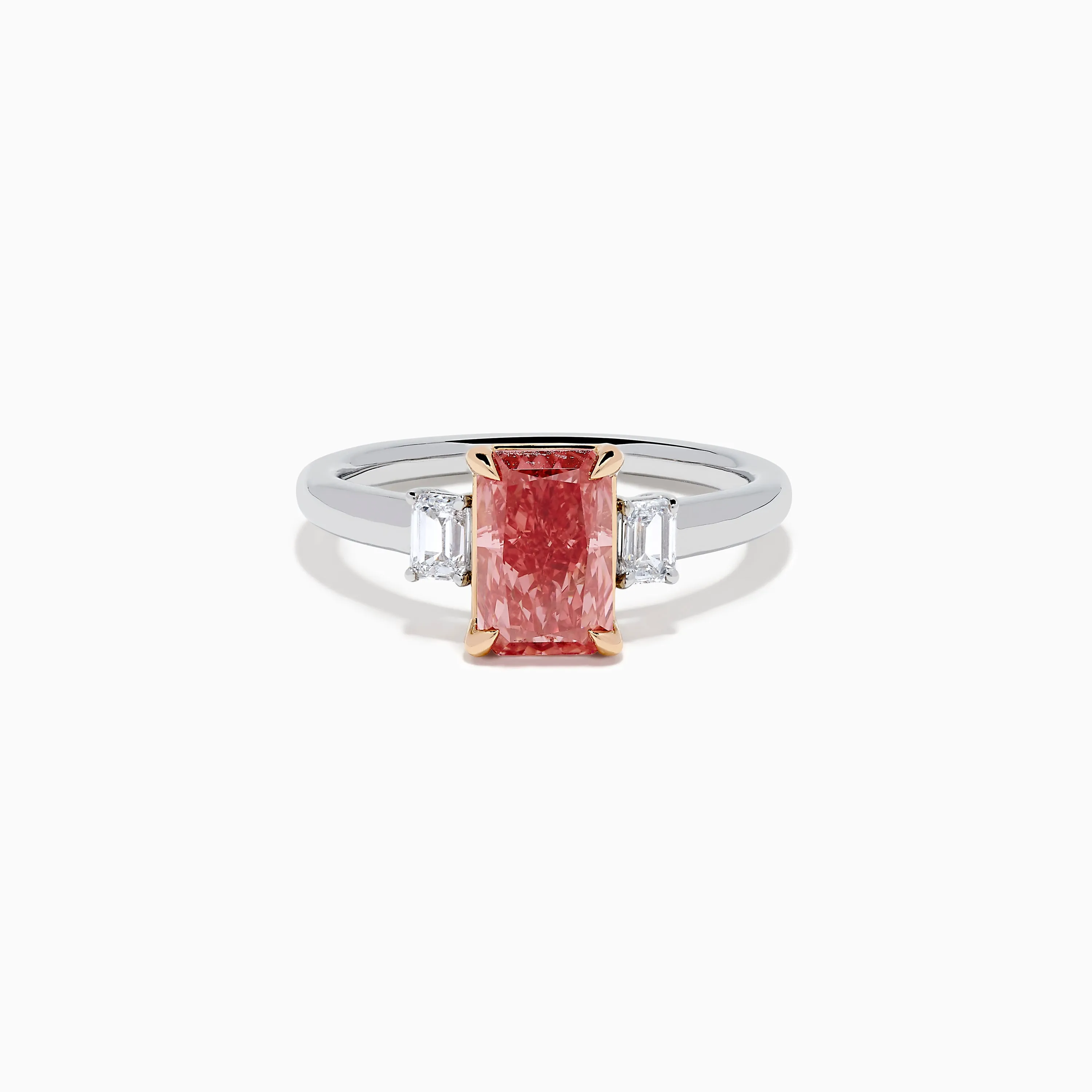 Lab Grown Pink and White Diamond 3 Stone Ring in 14K White Gold sold by Effy
