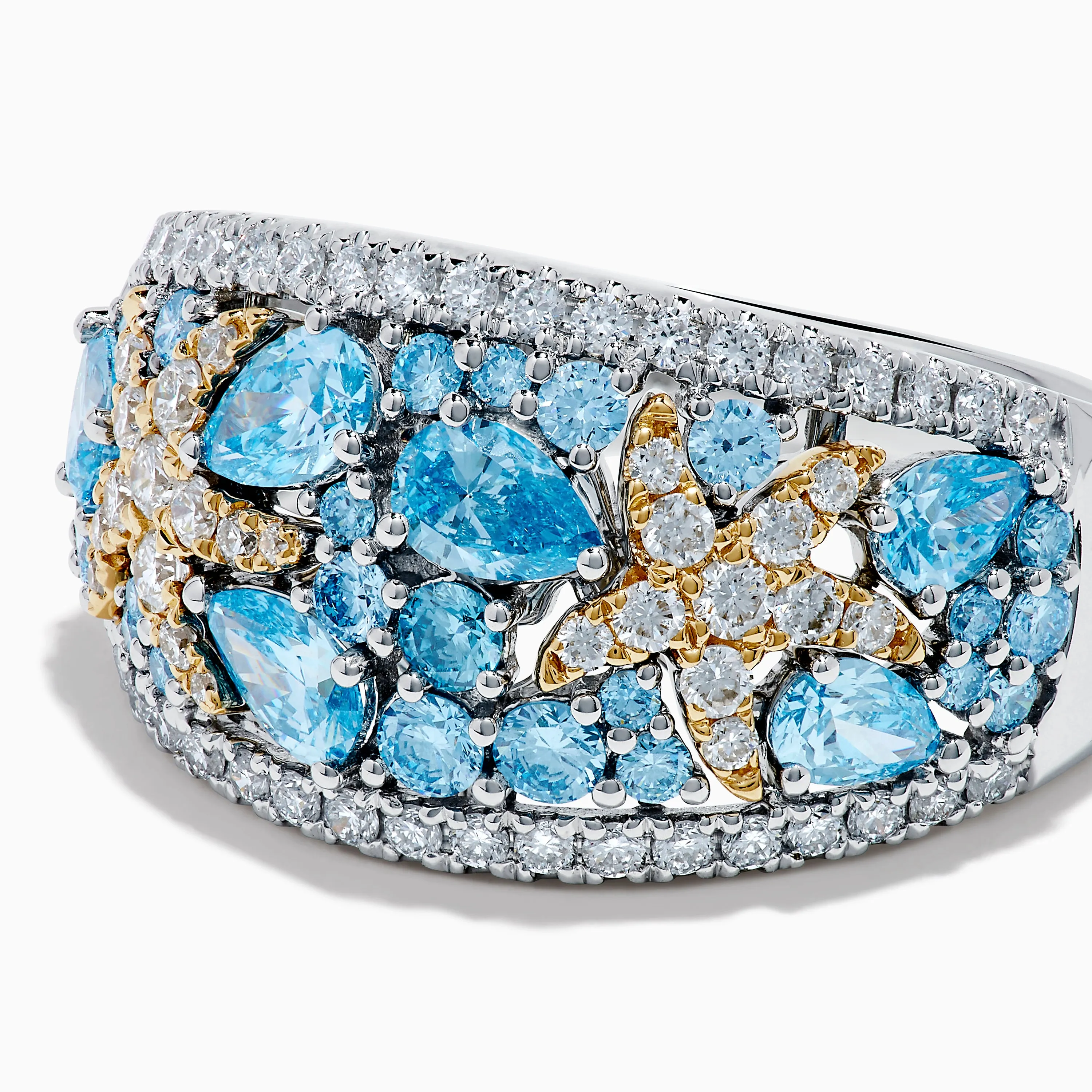 Lab Grown Blue and White Diamond Starfish Ring in 14K Two Tone Gold sold by Effy product image thumbnail 2