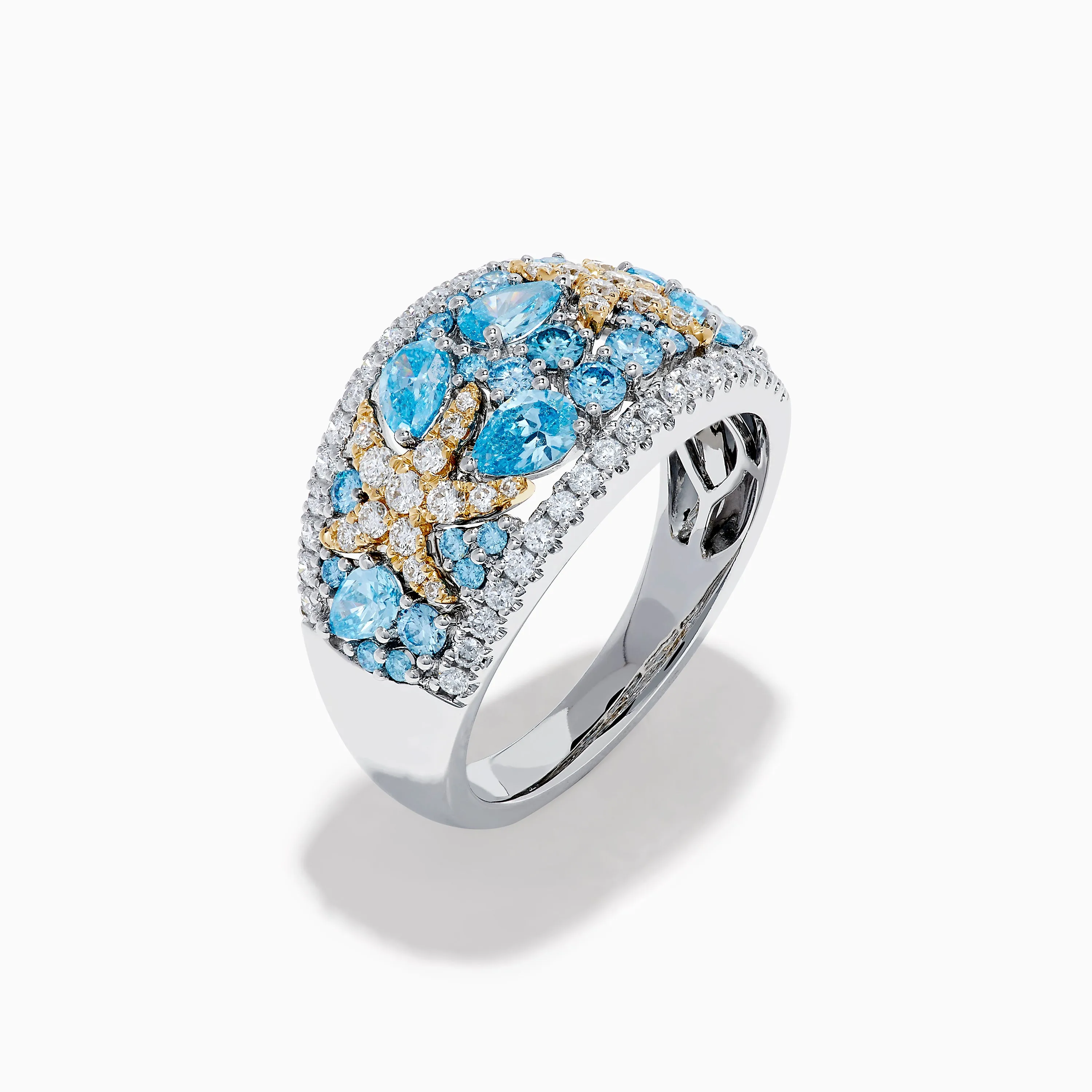 Lab Grown Blue and White Diamond Starfish Ring in 14K Two Tone Gold sold by Effy product image thumbnail 4