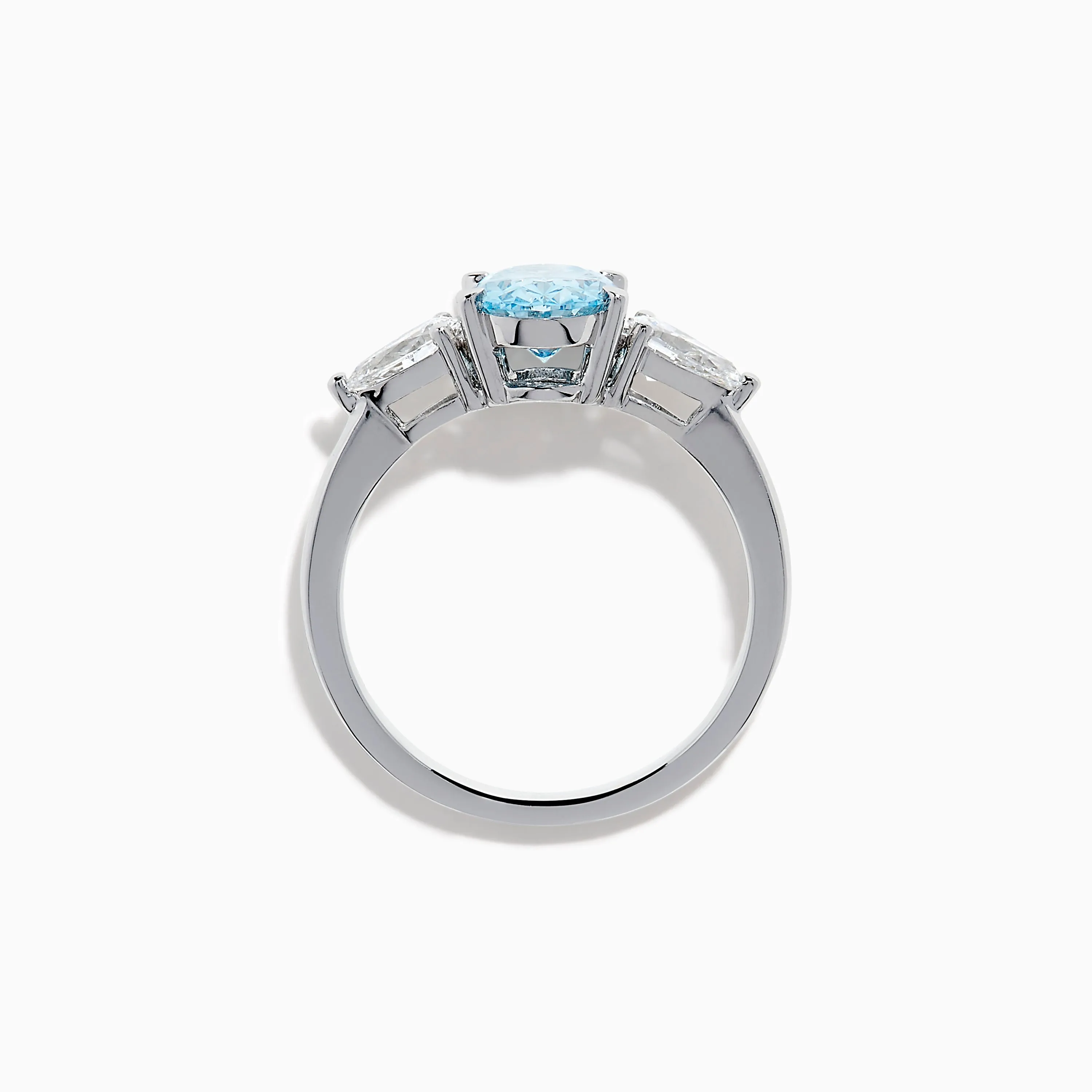 Lab Grown Blue and White Diamond 3-Stone Ring in 14K White Gold sold by Effy product image thumbnail 3