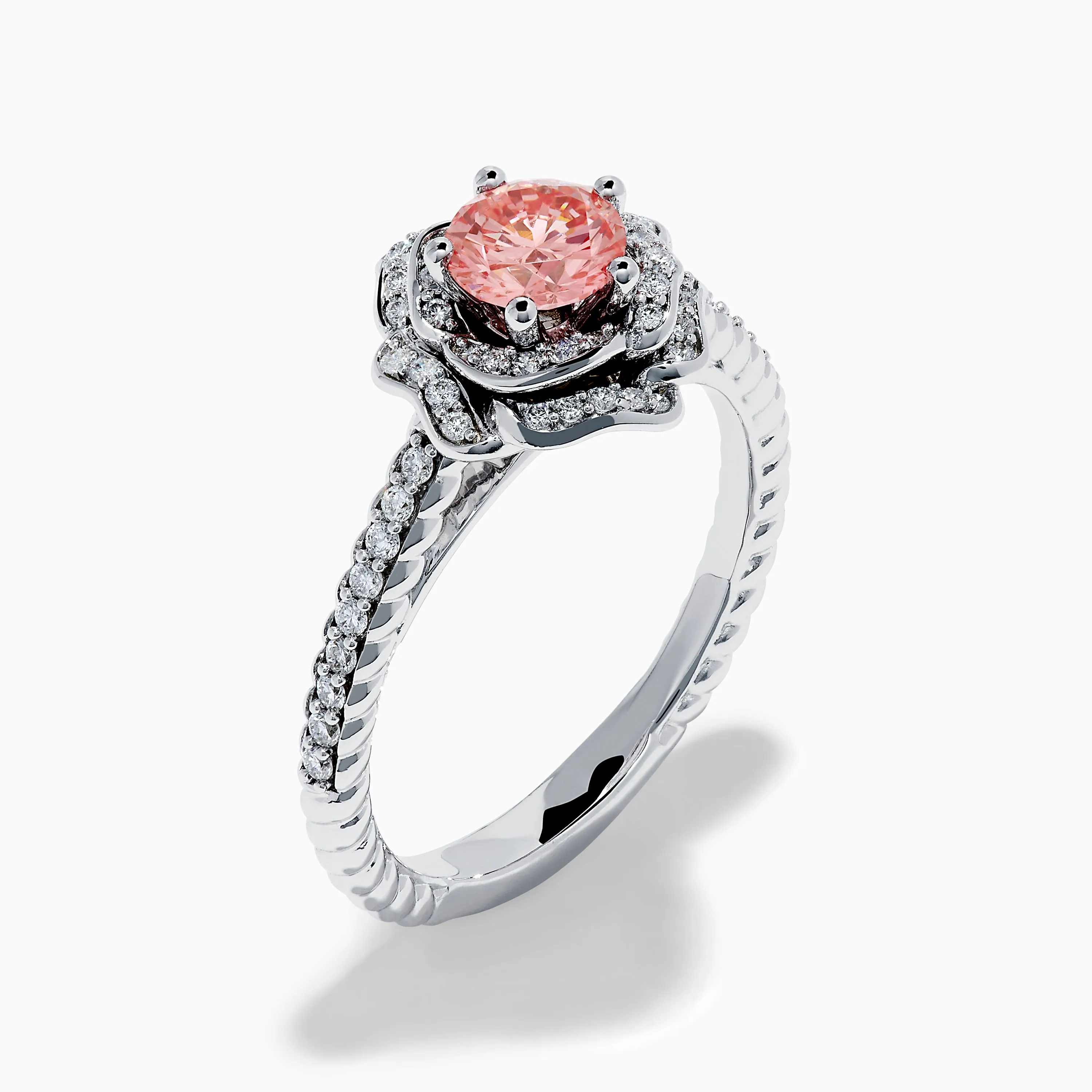 Lab Grown Pink and White Diamond Rose Ring in 14K White Gold sold by Effy product image thumbnail 4