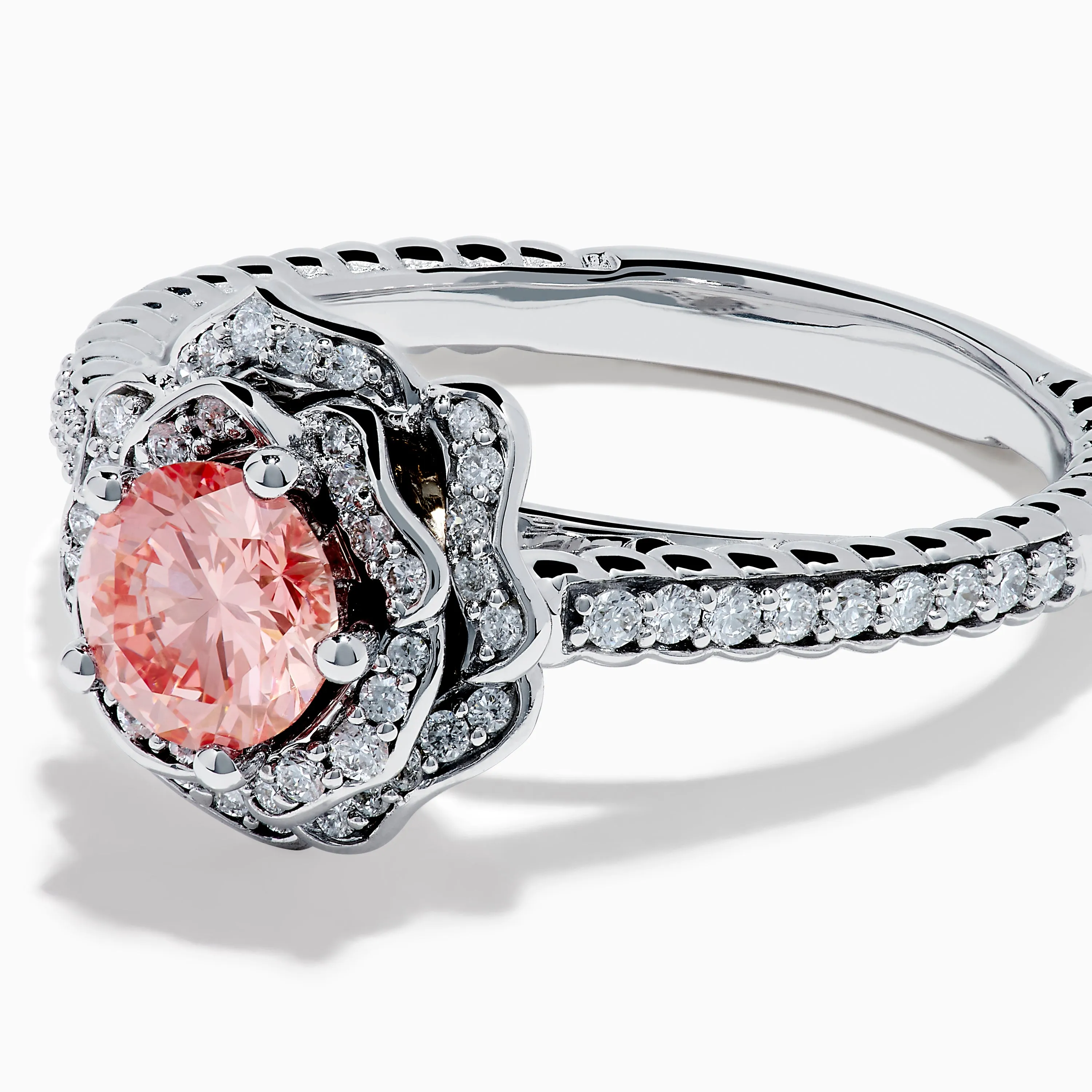 Lab Grown Pink and White Diamond Rose Ring in 14K White Gold sold by Effy product image thumbnail 2