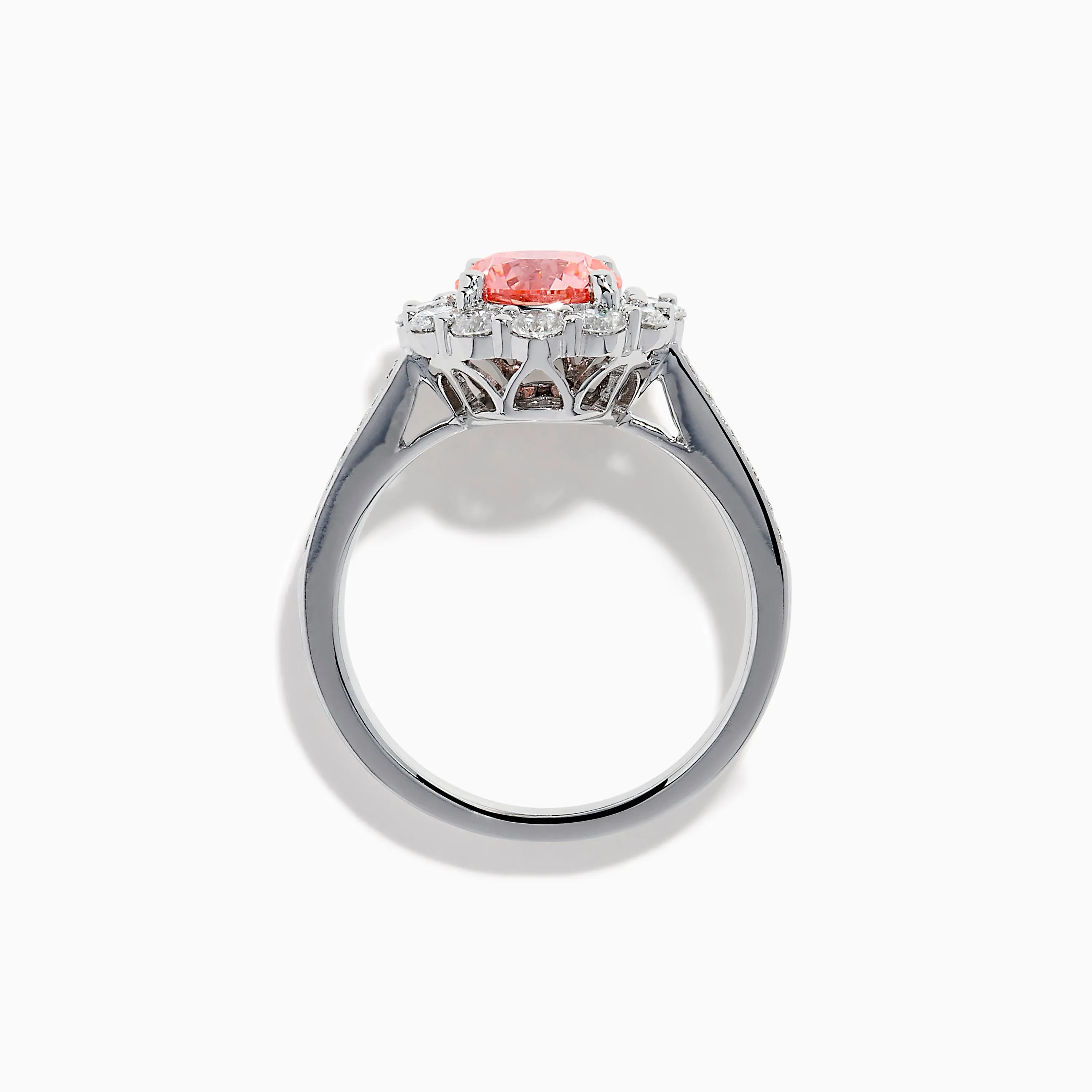 Lab Grown Pink and White Diamond Halo Ring in 14K White Gold sold by Effy product image thumbnail 3