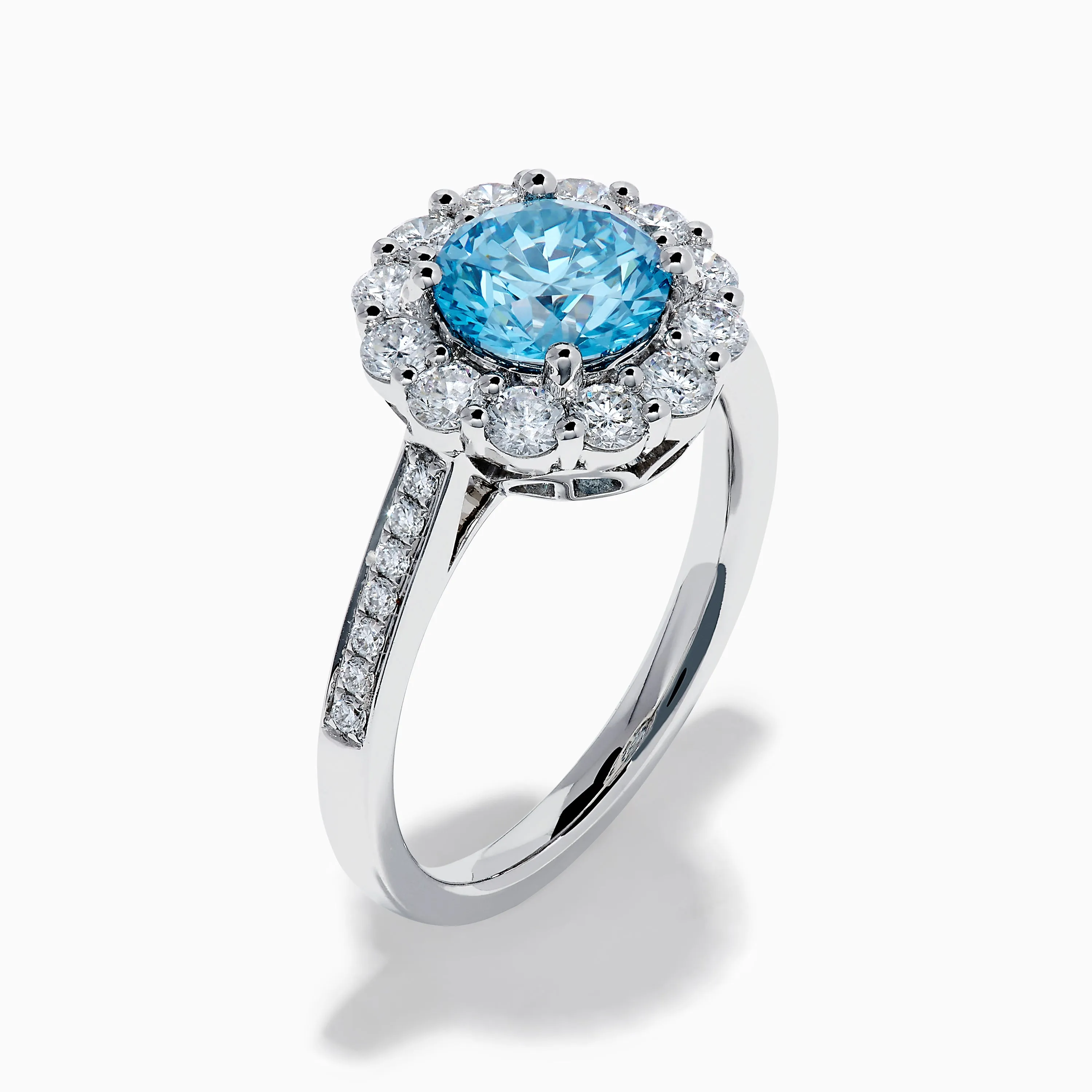 Lab Grown Blue and White Diamond Halo Ring in 14K White Gold sold by Effy product image thumbnail 4