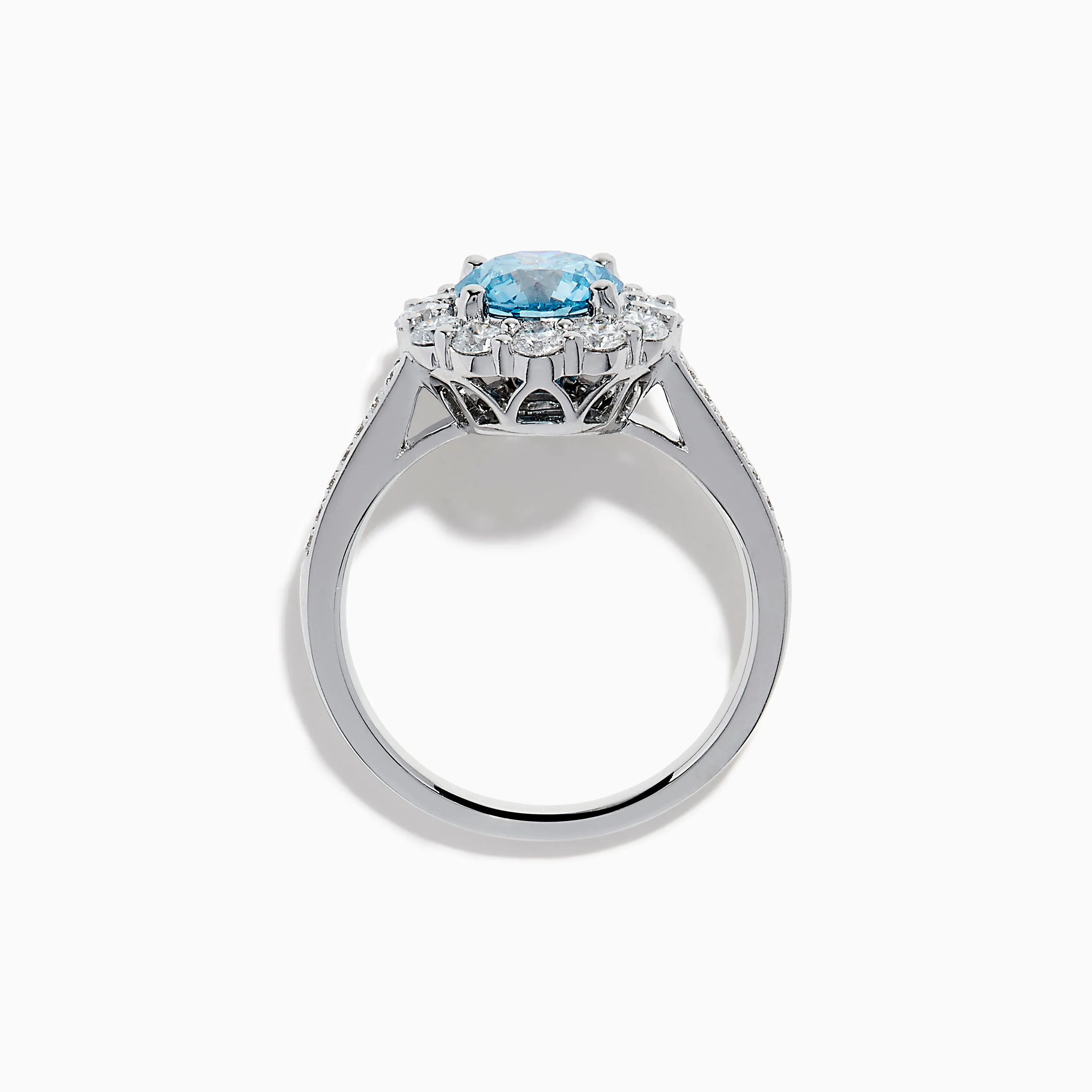 Lab Grown Blue and White Diamond Halo Ring in 14K White Gold sold by Effy product image thumbnail 3
