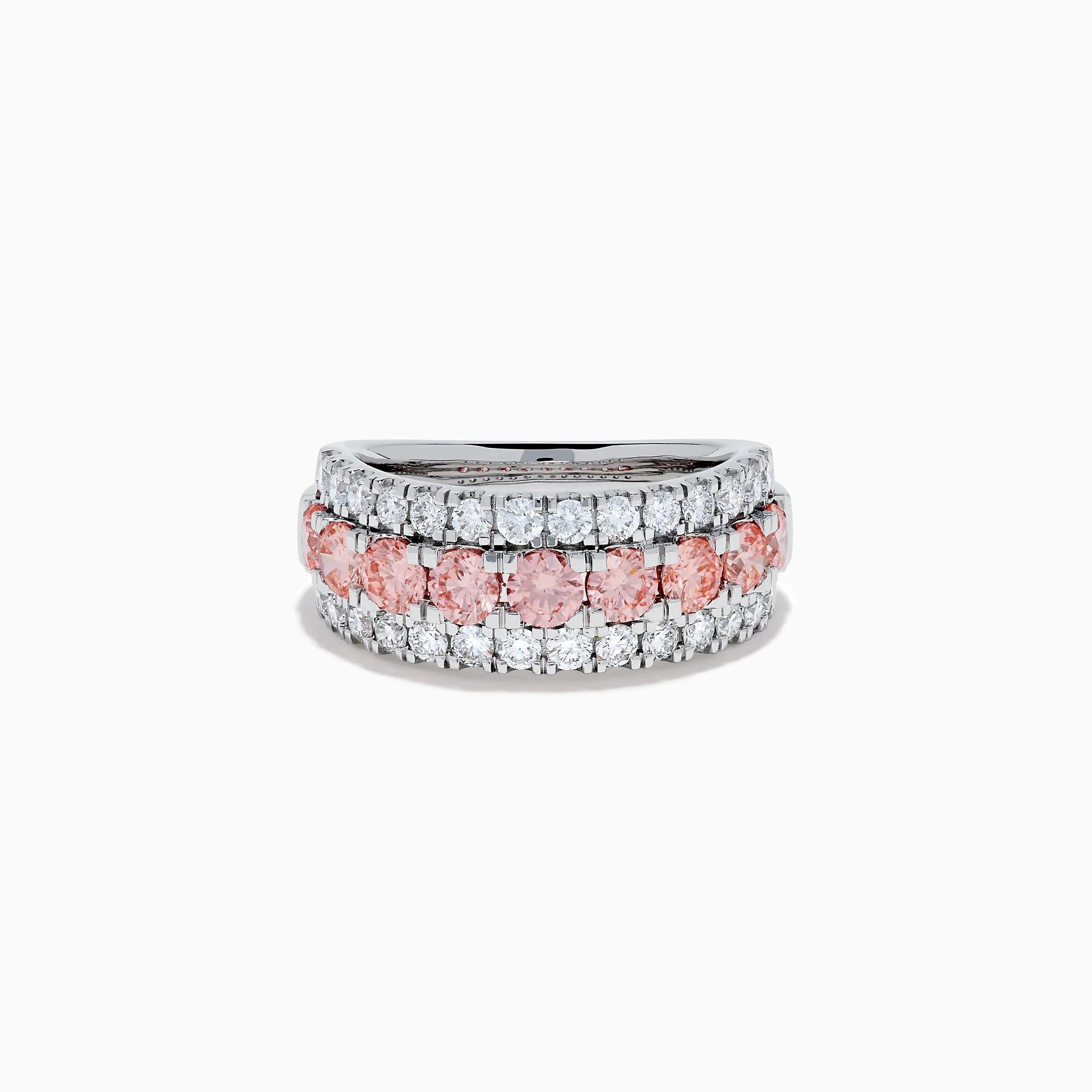 Lab Grown Pink and White Diamond Wide Band Ring in 14K White Gold sold by Effy