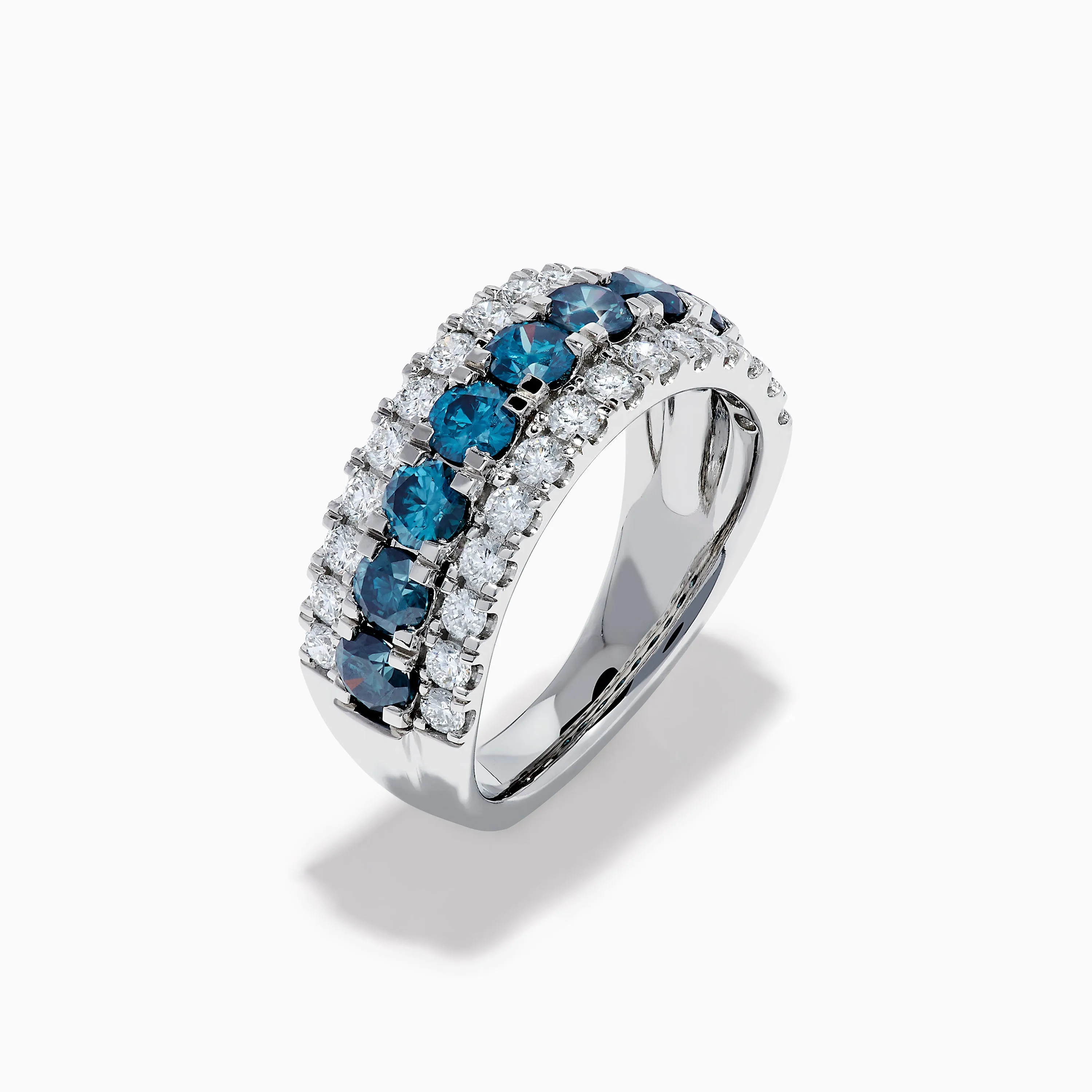 Lab Grown Blue and White Diamond Wide Band Ring in 14K White Gold sold by Effy product image thumbnail 4