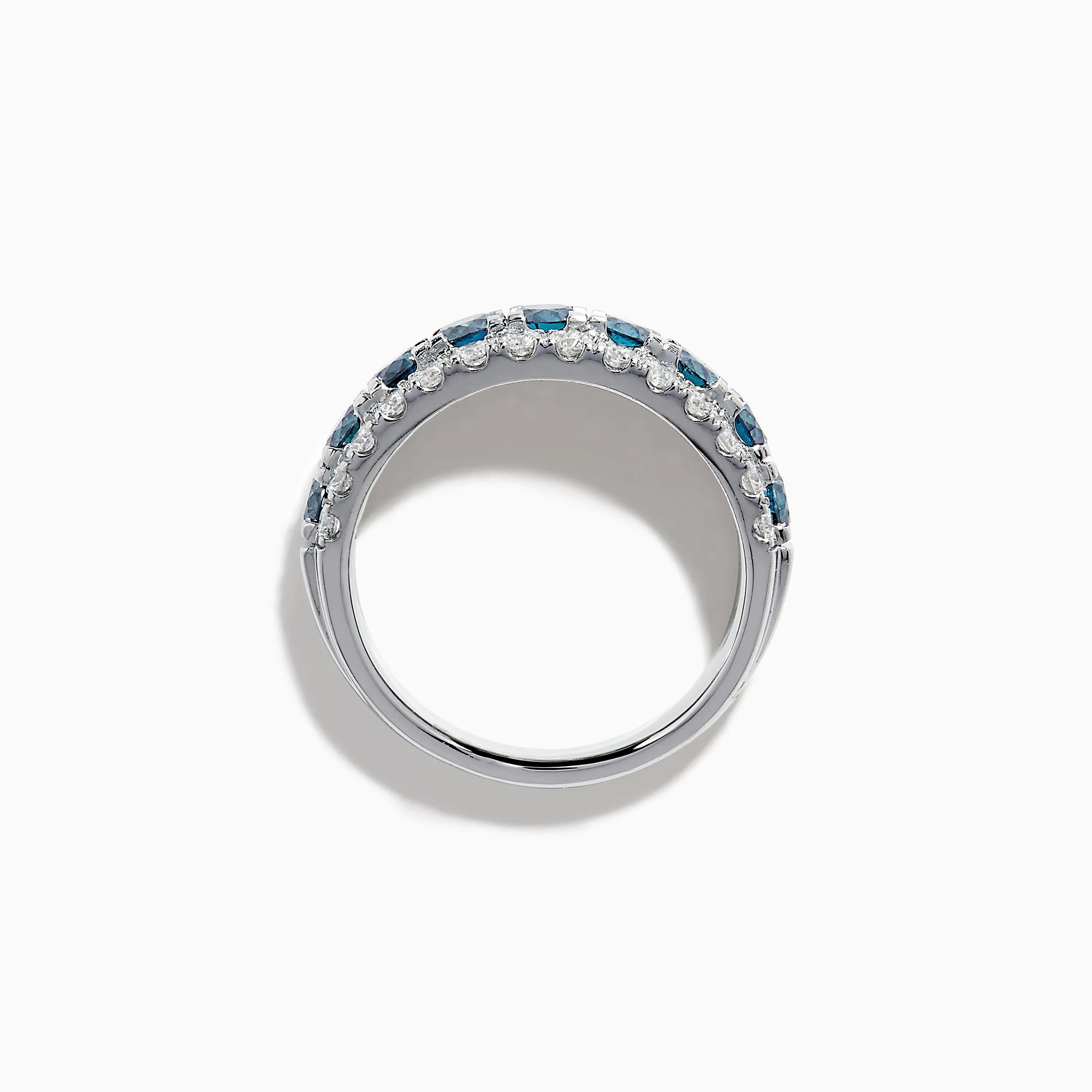 Lab Grown Blue and White Diamond Wide Band Ring in 14K White Gold sold by Effy product image thumbnail 3