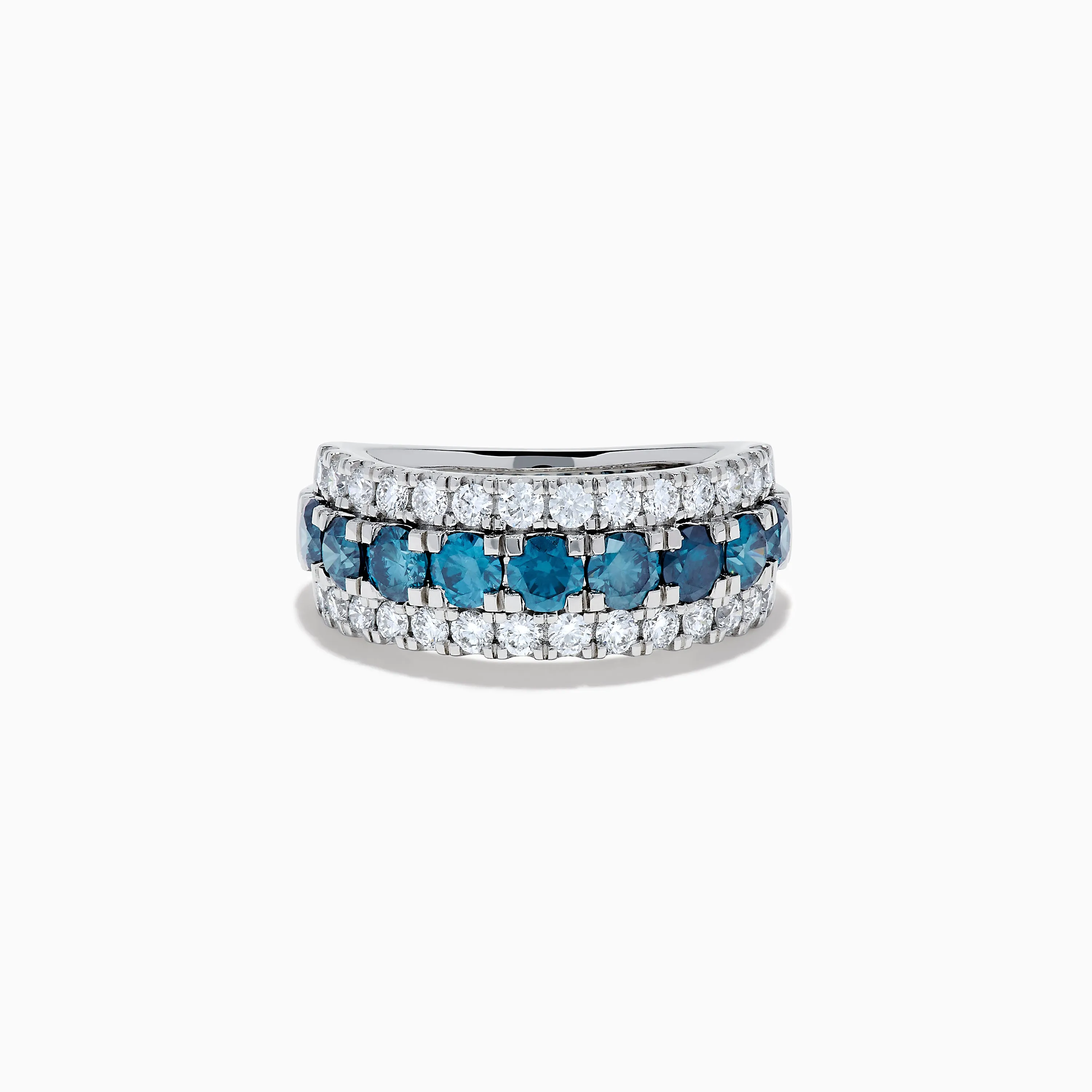 Lab Grown Blue and White Diamond Wide Band Ring in 14K White Gold sold by Effy