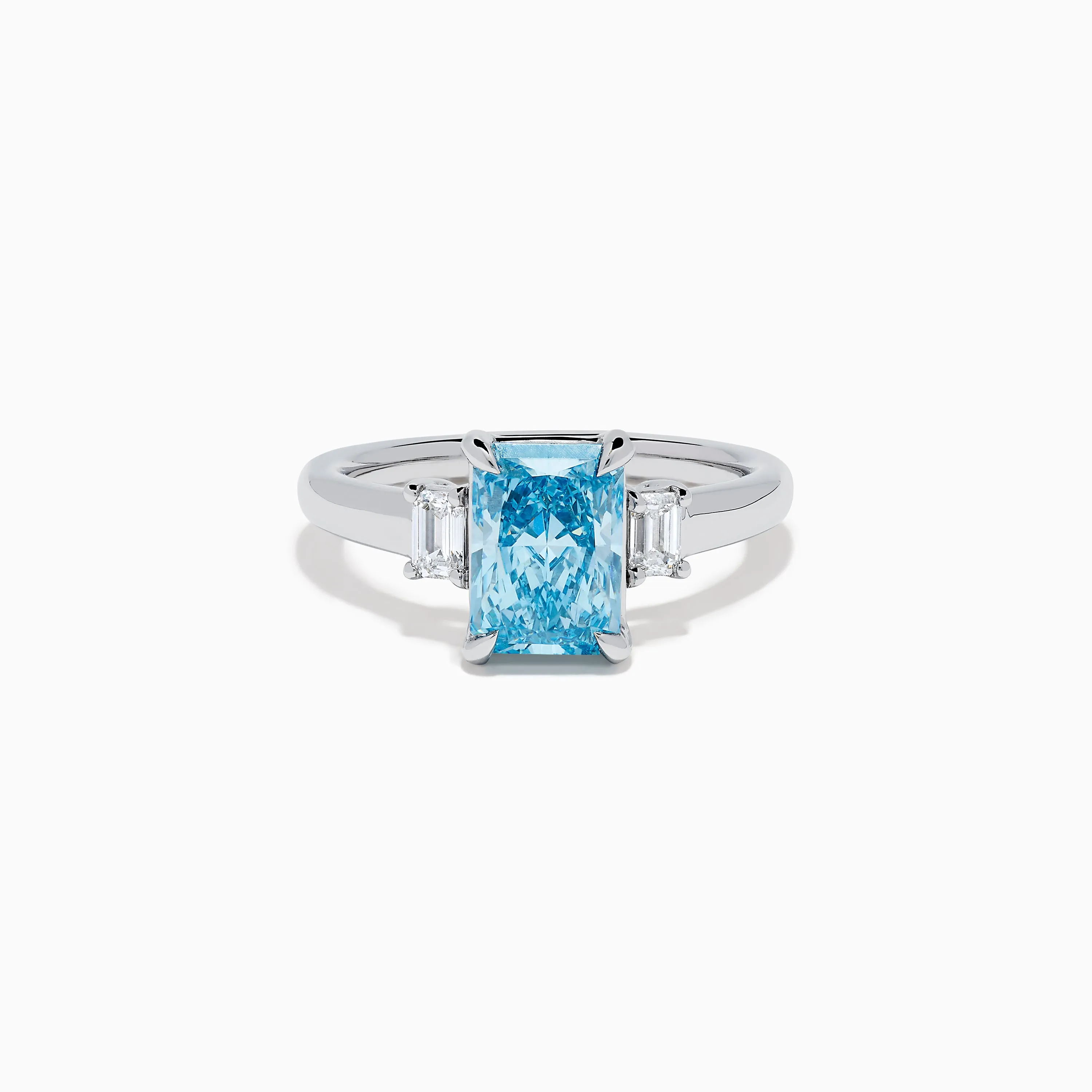 Lab Grown Blue Diamond 3-Stone Ring in 14K White Gold sold by Effy