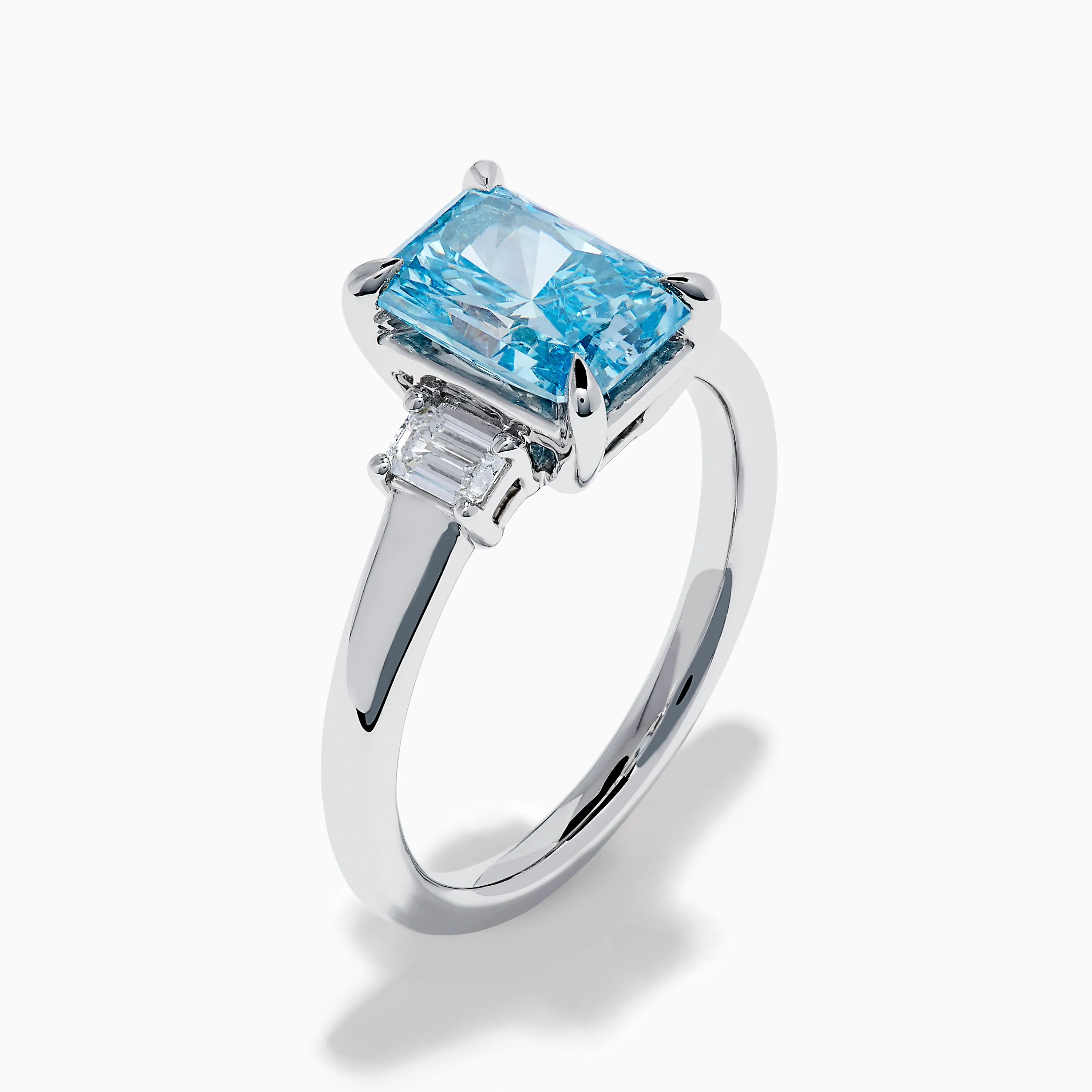 Lab Grown Blue Diamond 3-Stone Ring in 14K White Gold sold by Effy product image thumbnail 4