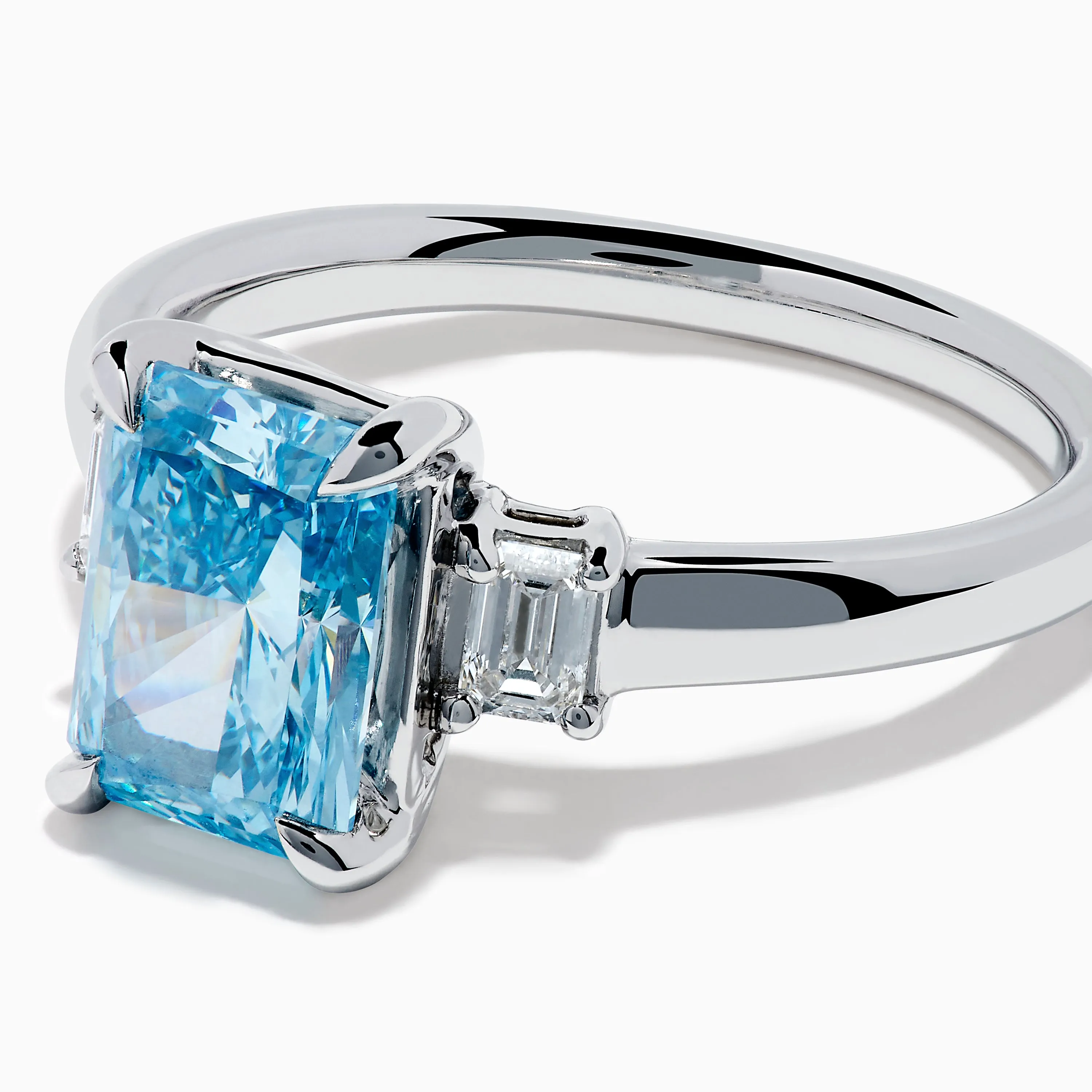 Lab Grown Blue Diamond 3-Stone Ring in 14K White Gold sold by Effy product image thumbnail 2