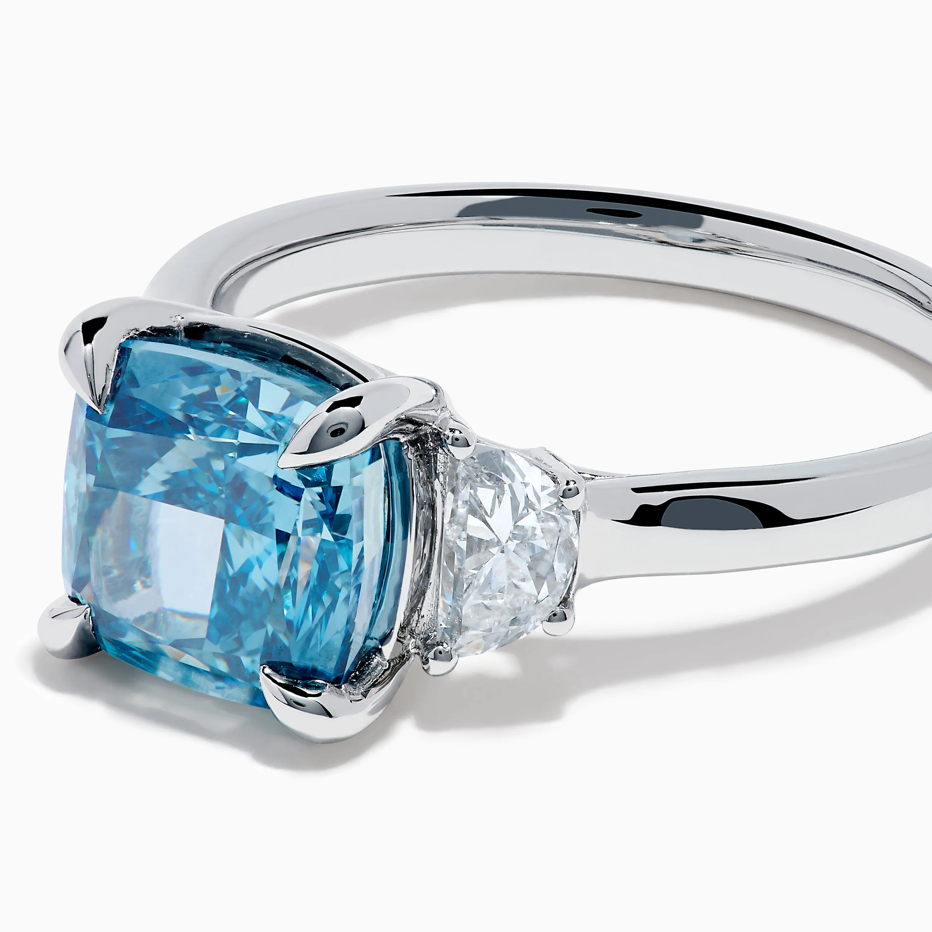 Lab Grown Blue and White Diamond 3-Stone Ring in 14K White Gold sold by Effy product image thumbnail 2