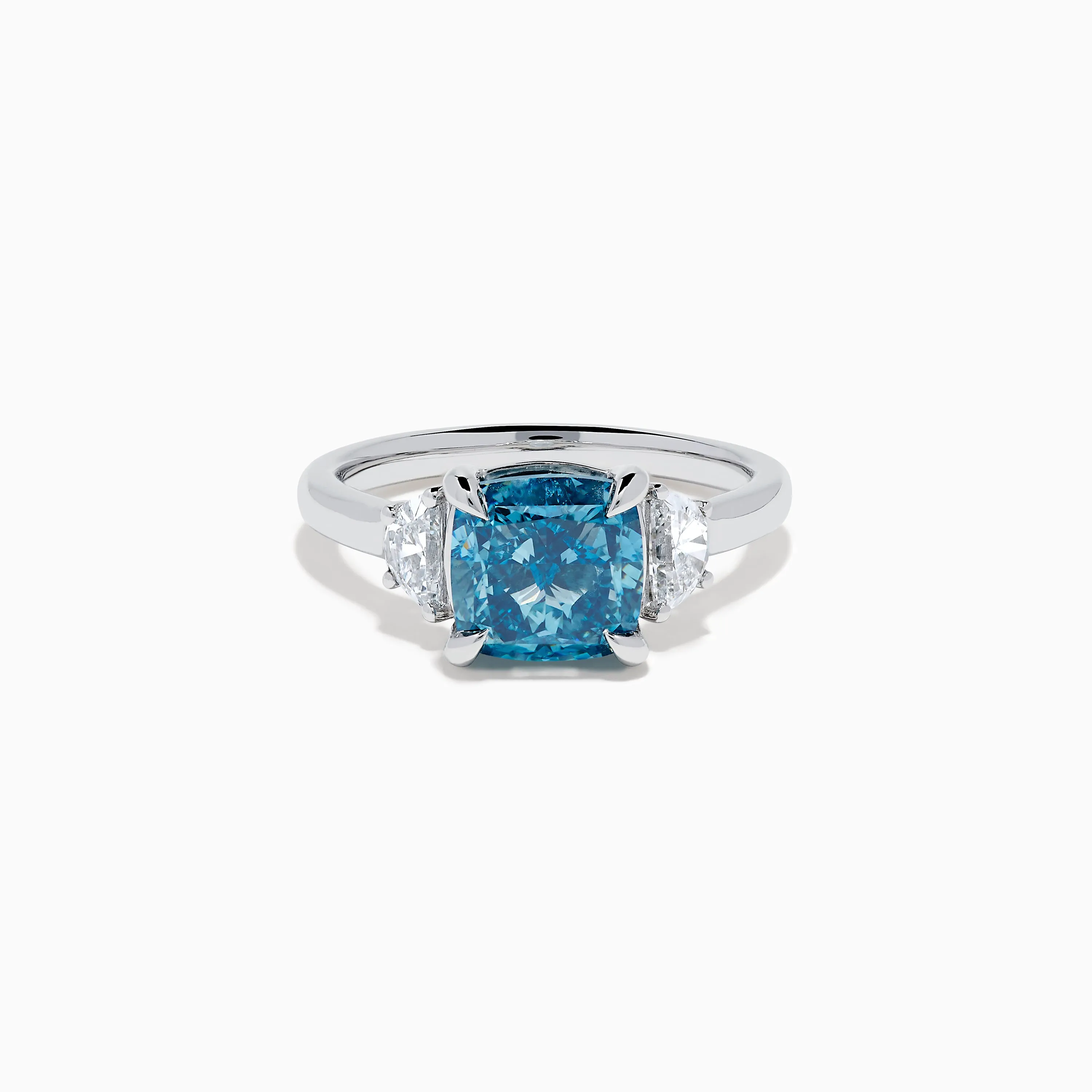 Lab Grown Blue and White Diamond 3-Stone Ring in 14K White Gold sold by Effy
