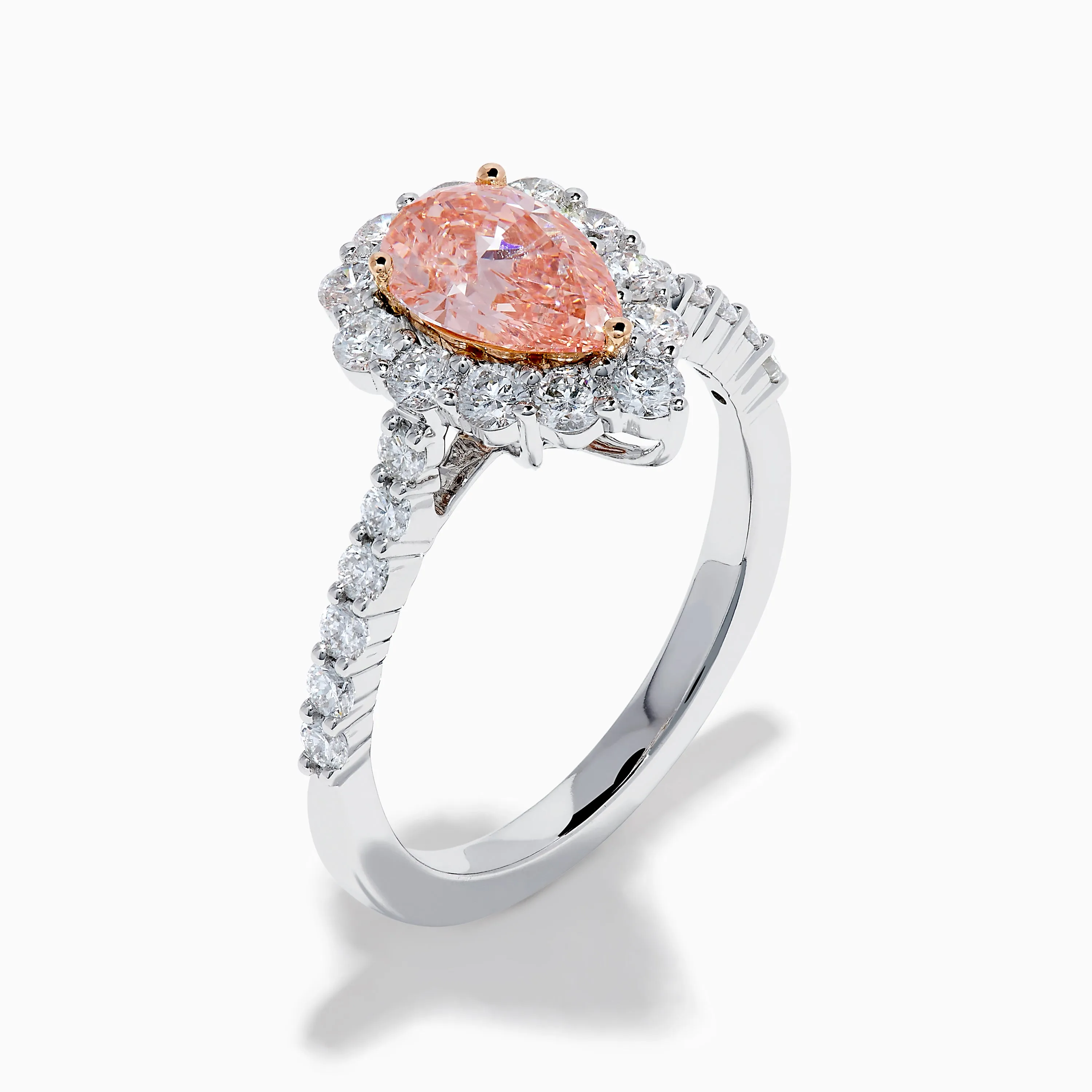 Lab Grown Pink and White Diamond Halo Ring in 14K Two Tone Gold sold by Effy product image thumbnail 4
