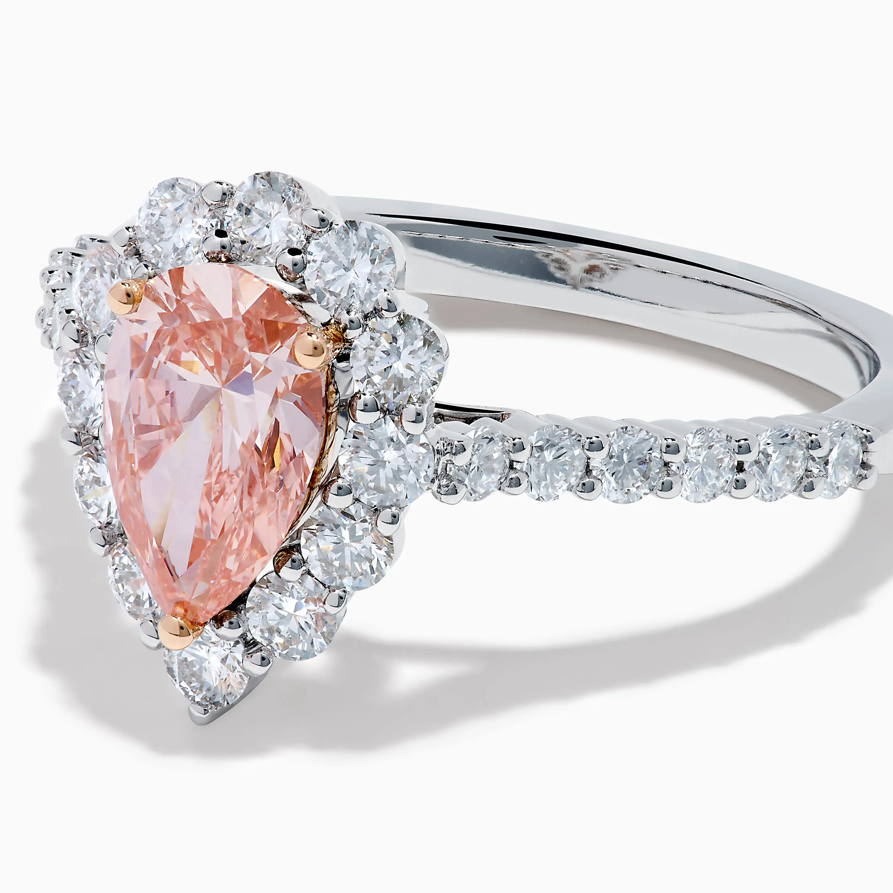 Lab Grown Pink and White Diamond Halo Ring in 14K Two Tone Gold sold by Effy product image thumbnail 2