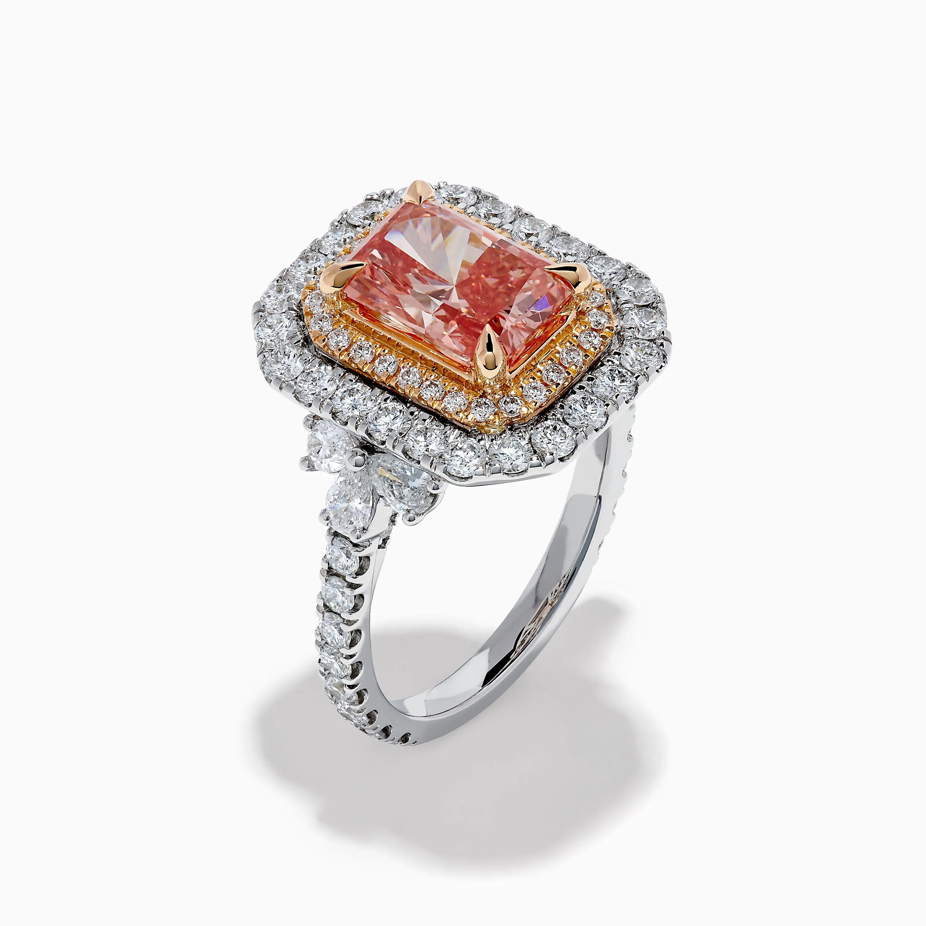 Lab Grown Pink Diamond Double Halo Cocktail Ring in 14K White Gold sold by Effy product image thumbnail 4