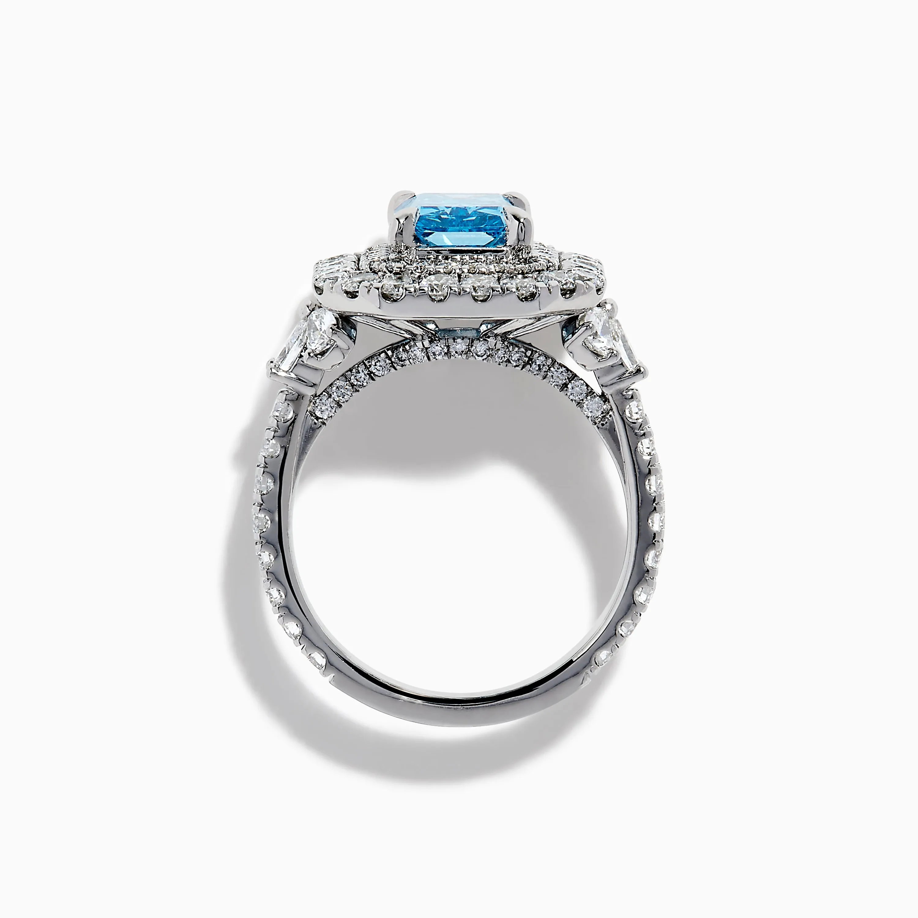 Lab Grown Blue Diamond Double Halo Cocktail Ring in 14K White Gold sold by Effy product image thumbnail 3