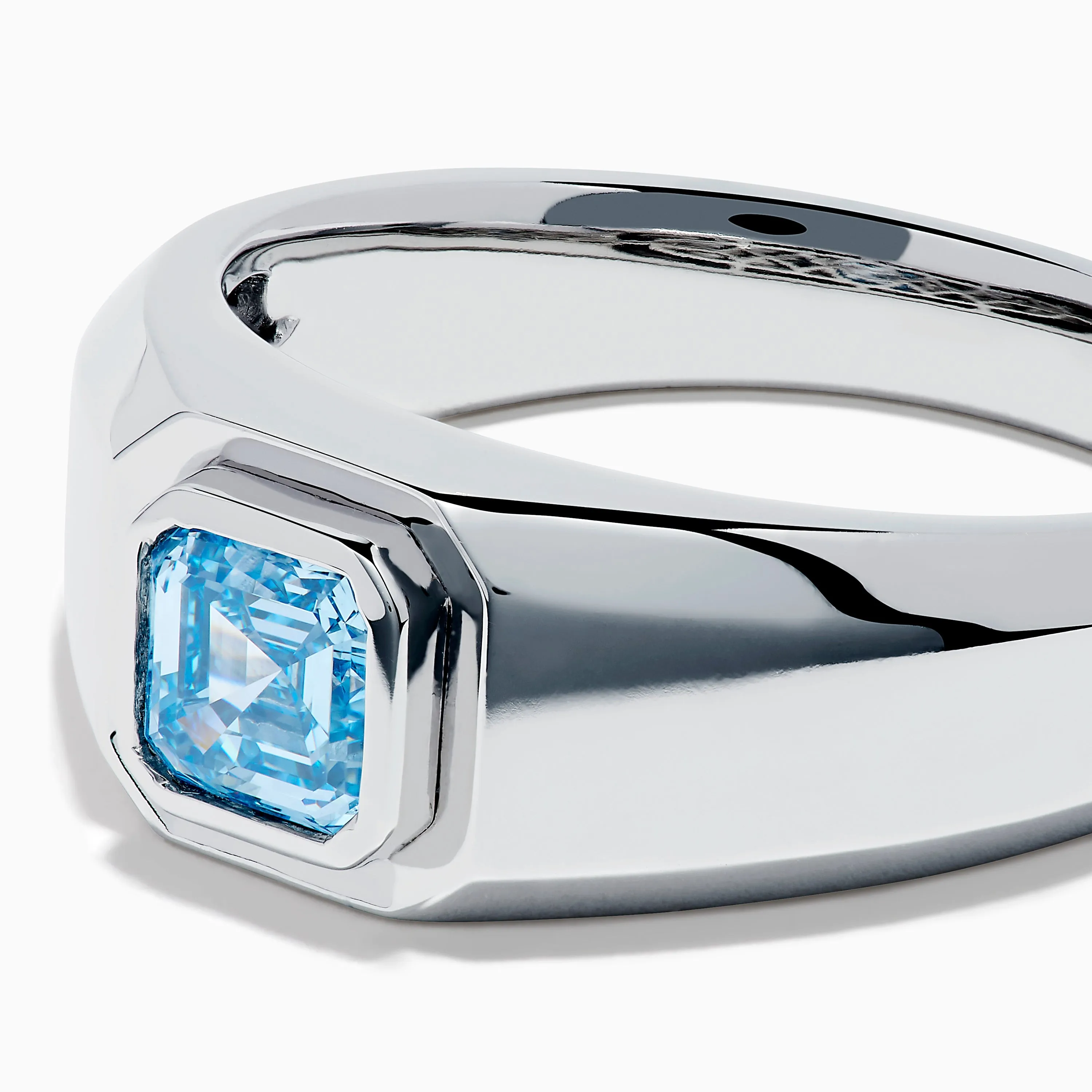 Men's Lab Grown Blue Diamond Ring in 14K White Gold sold by Effy product image thumbnail 2