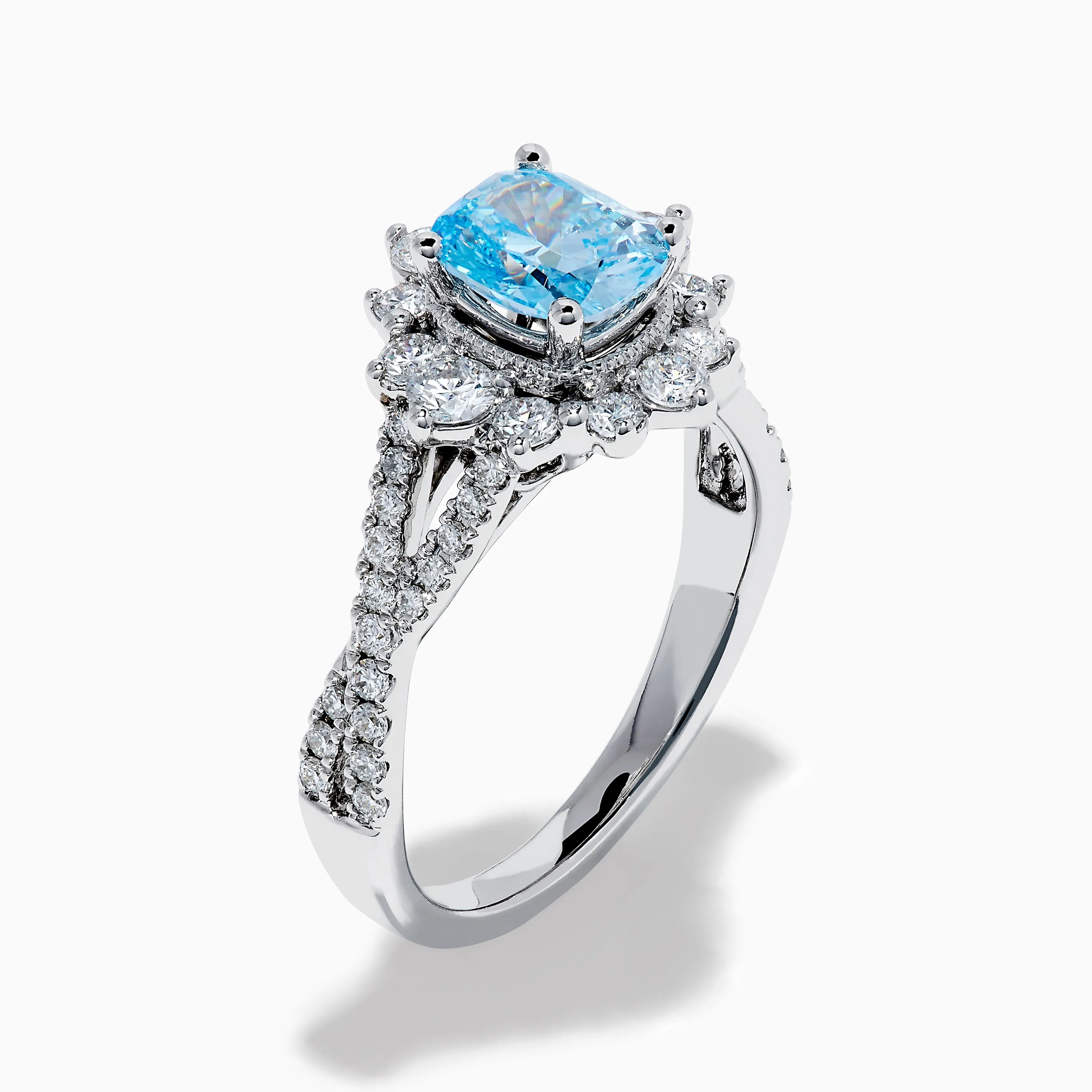 Lab Grown Blue and White Diamond Ring in 14K White Gold sold by Effy product image thumbnail 4