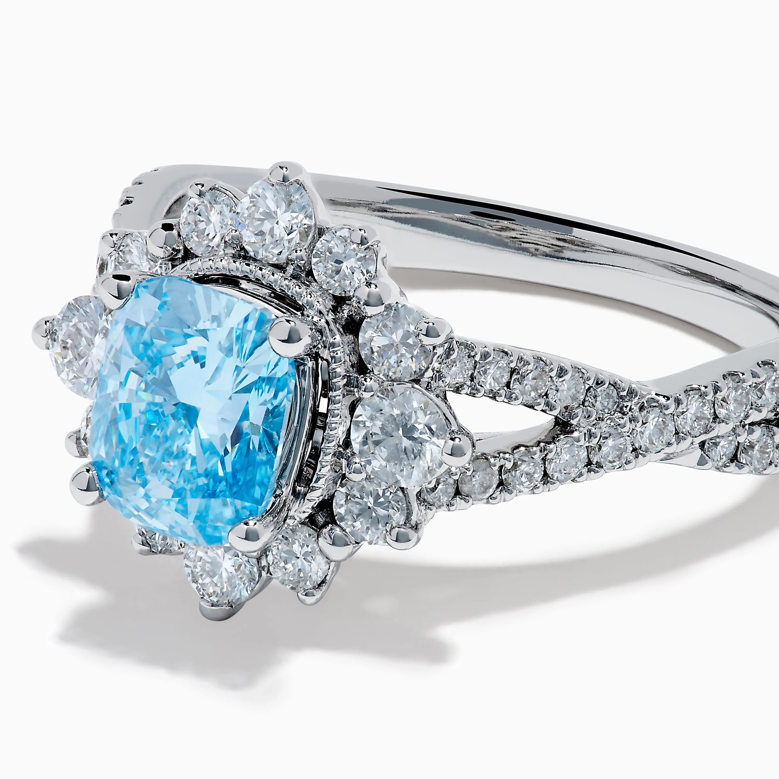 Lab Grown Blue and White Diamond Ring in 14K White Gold sold by Effy product image thumbnail 2