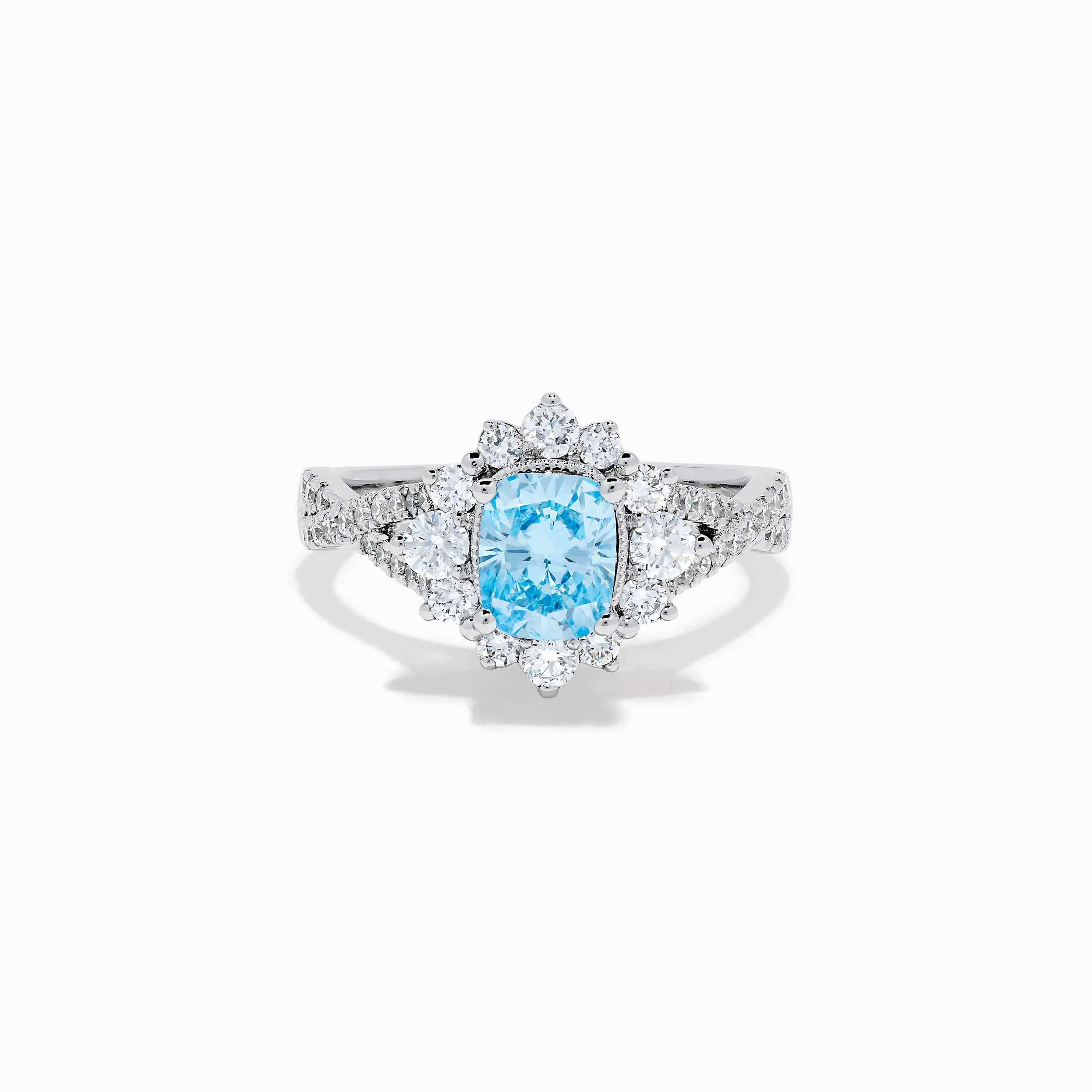 Lab Grown Blue and White Diamond Ring in 14K White Gold sold by Effy