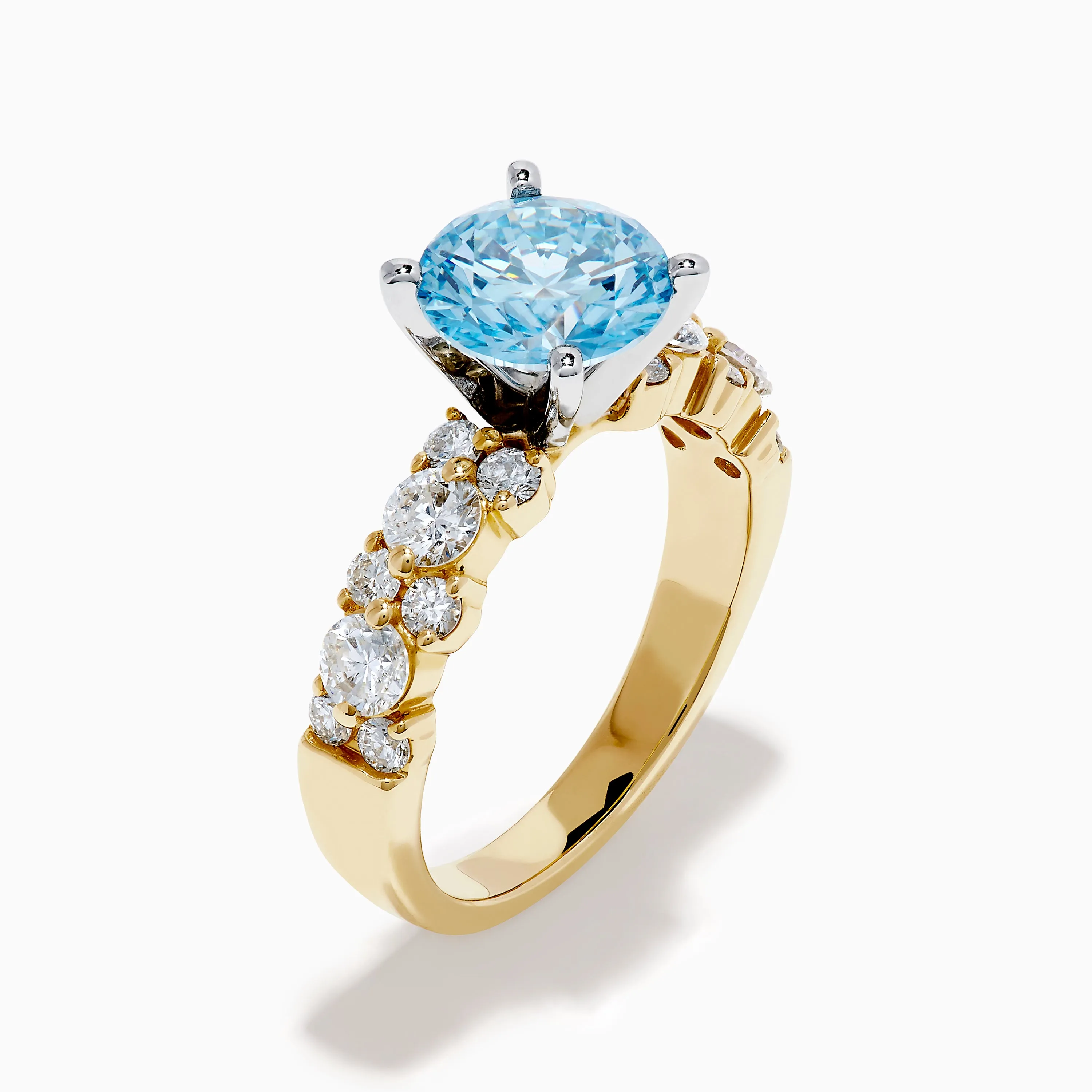 Lab Grown Blue and White Diamond Ring in 14K Yellow Gold sold by Effy product image thumbnail 4