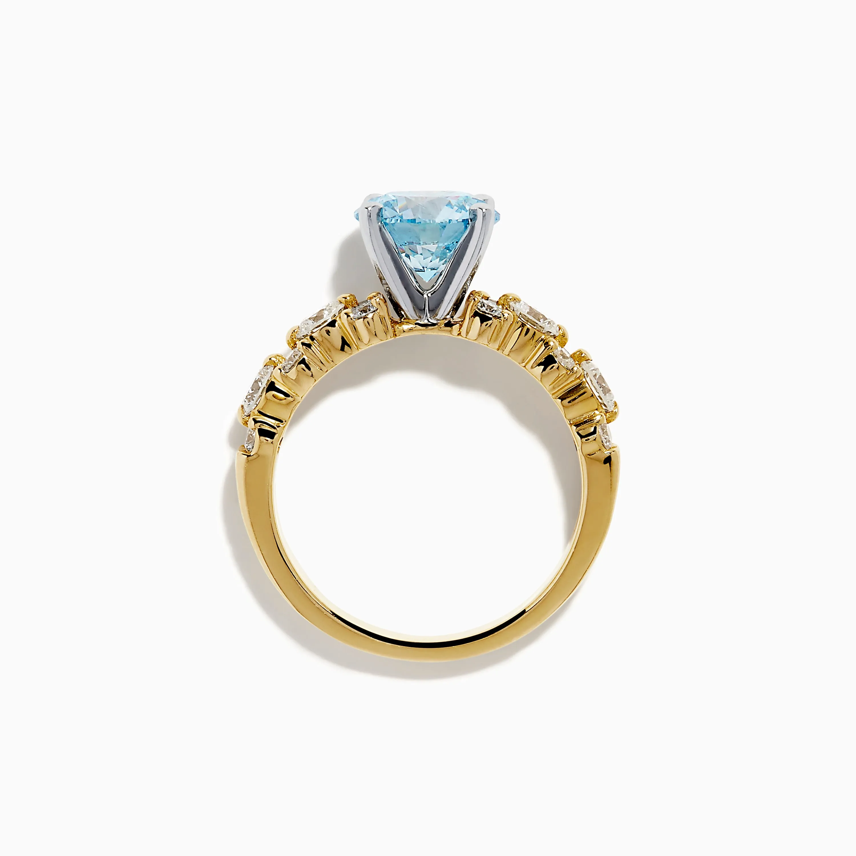 Lab Grown Blue and White Diamond Ring in 14K Yellow Gold sold by Effy product image thumbnail 3