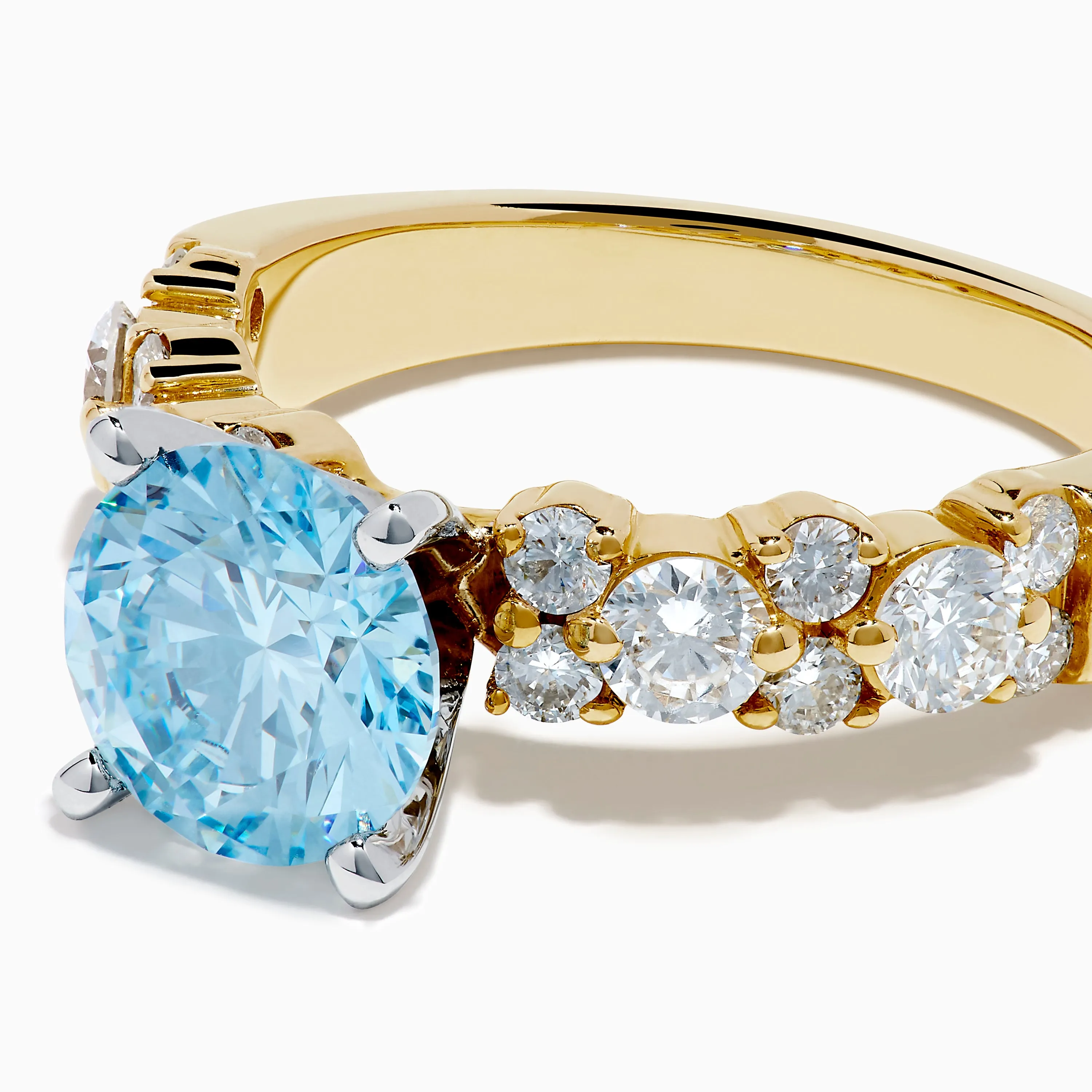 Lab Grown Blue and White Diamond Ring in 14K Yellow Gold sold by Effy product image thumbnail 2