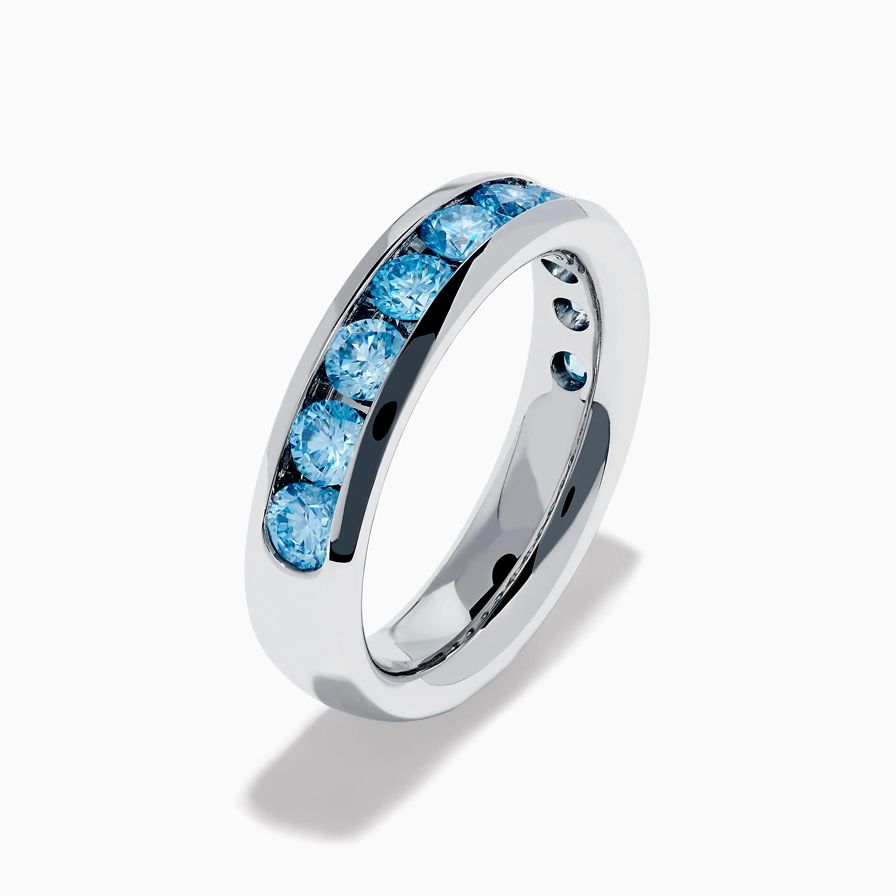 Lab Grown Blue Diamond Channel Set Band in 14K White Gold sold by Effy product image thumbnail 4