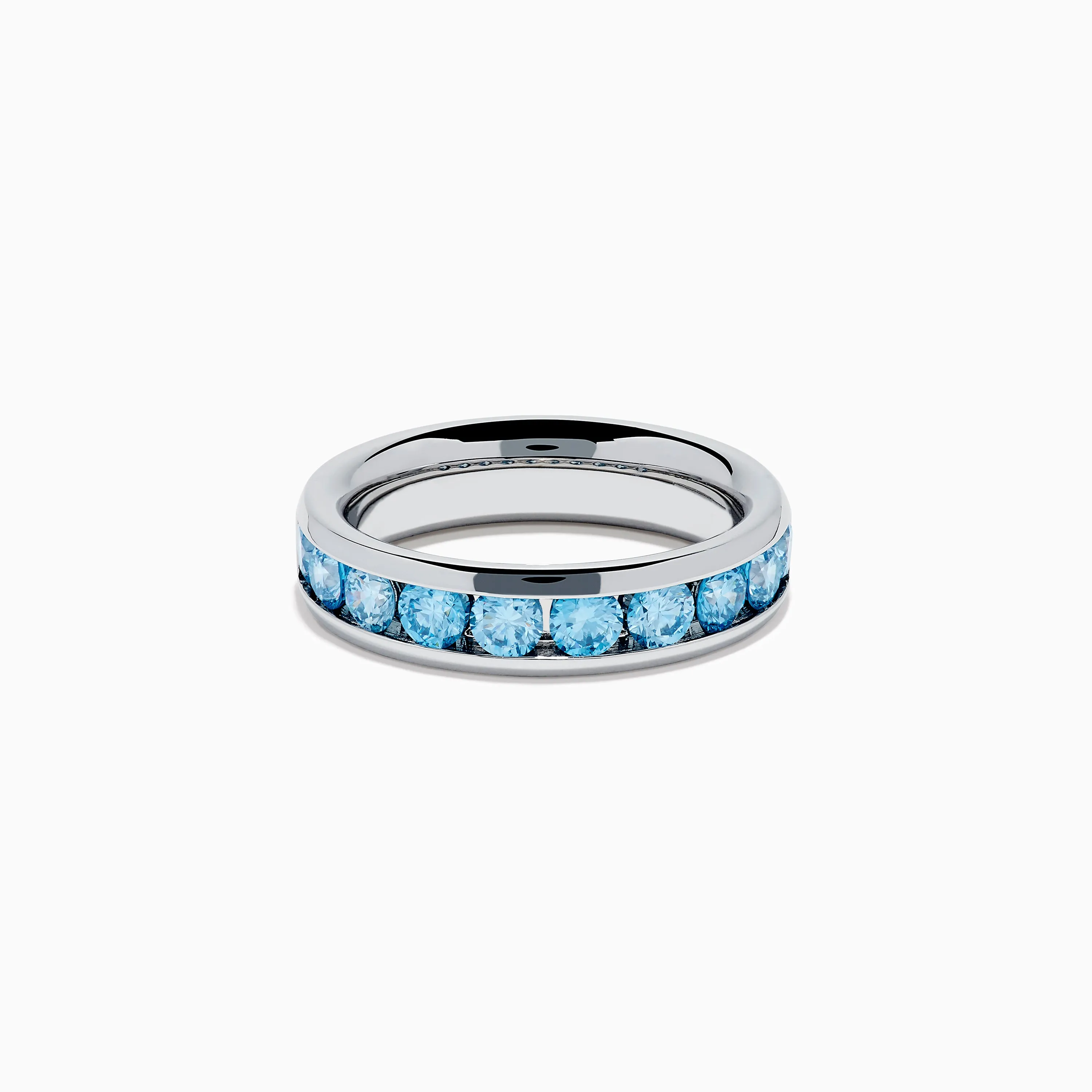 Lab Grown Blue Diamond Channel Set Band in 14K White Gold sold by Effy