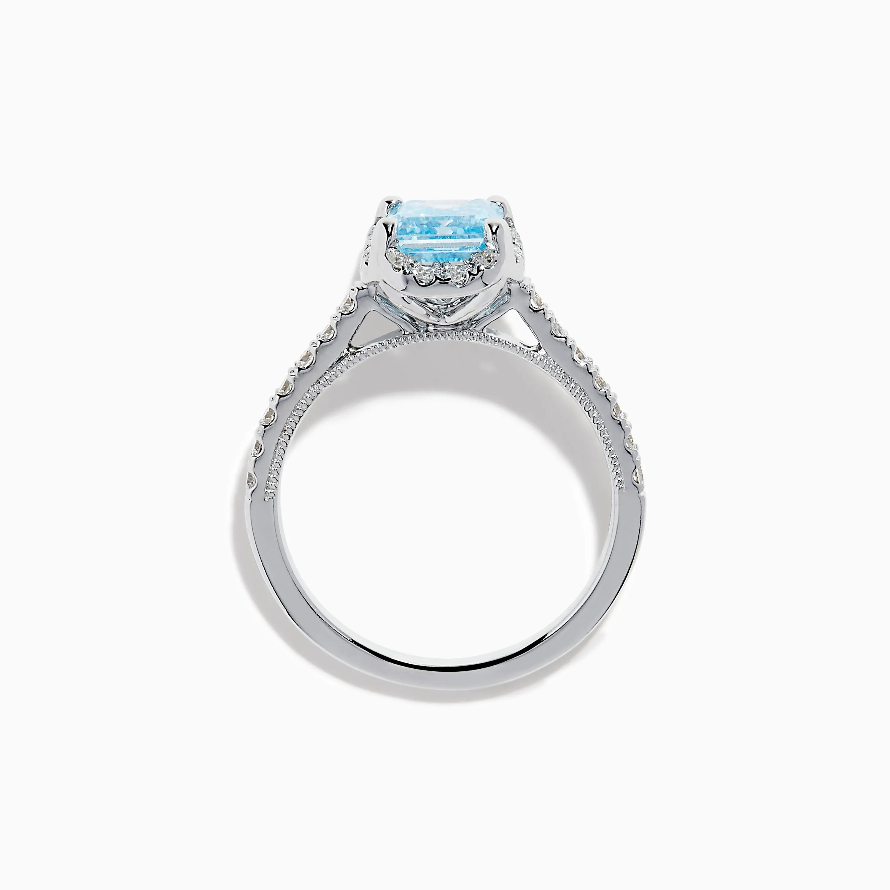 Lab Grown Blue and White Diamond Halo Ring in 14K White Gold sold by Effy product image thumbnail 3