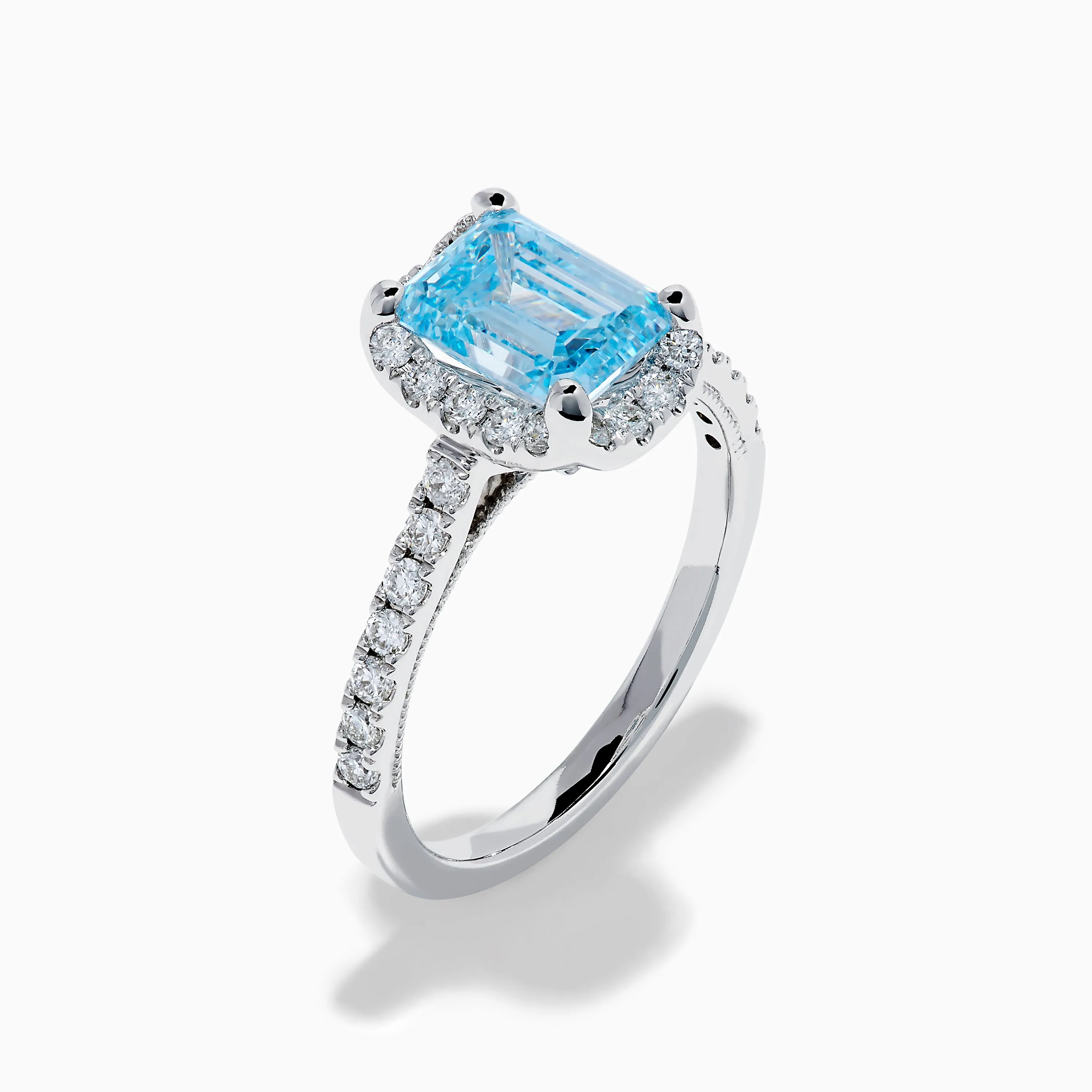 Lab Grown Blue and White Diamond Halo Ring in 14K White Gold sold by Effy product image thumbnail 4