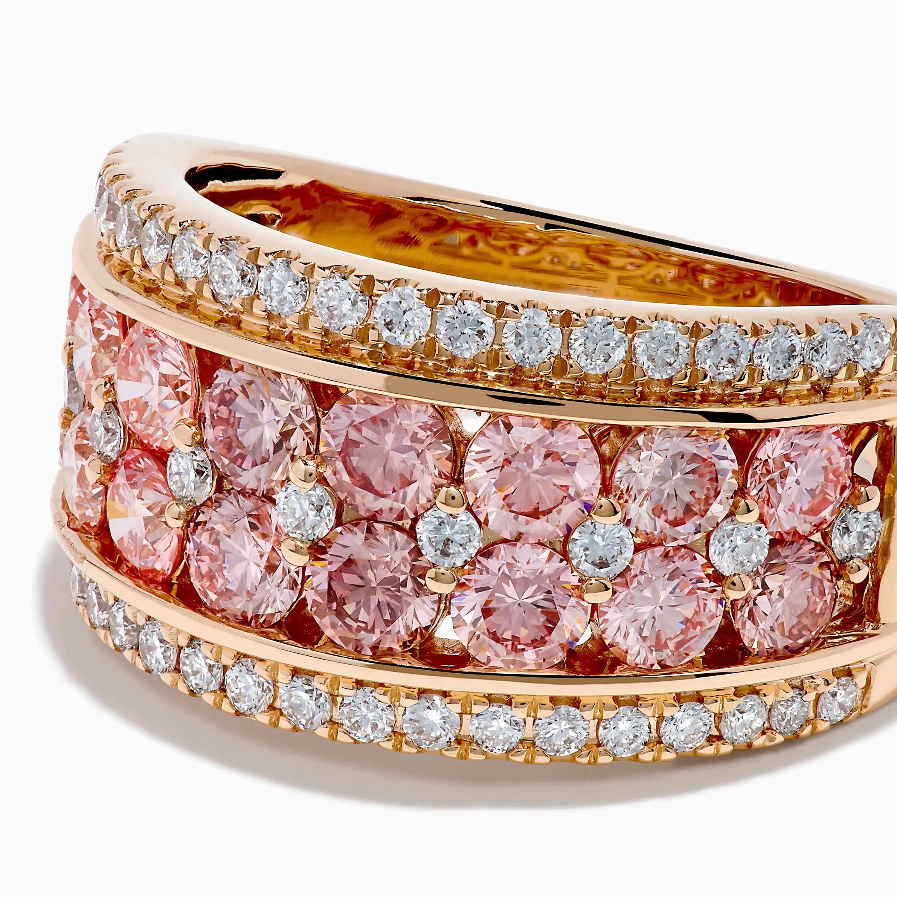 Lab Grown Pink and White Diamond Statement Ring in 14K Rose Gold sold by Effy product image thumbnail 2