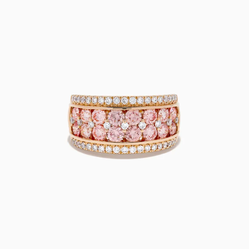 Lab Grown Pink and White Diamond Statement Ring in 14K Rose Gold sold by Effy