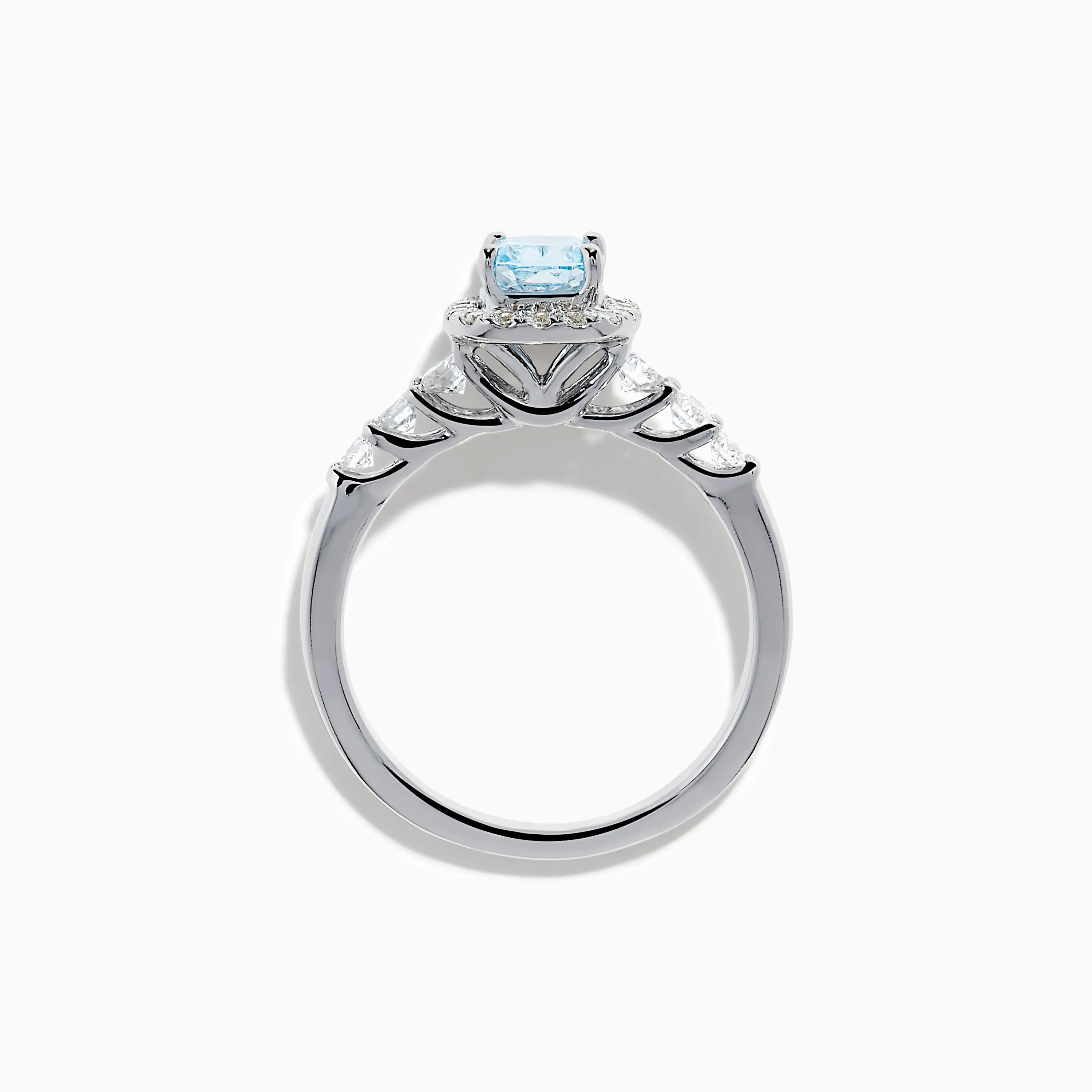Lab Grown Blue and White Diamond Halo Ring in 14K White Gold sold by Effy product image thumbnail 3