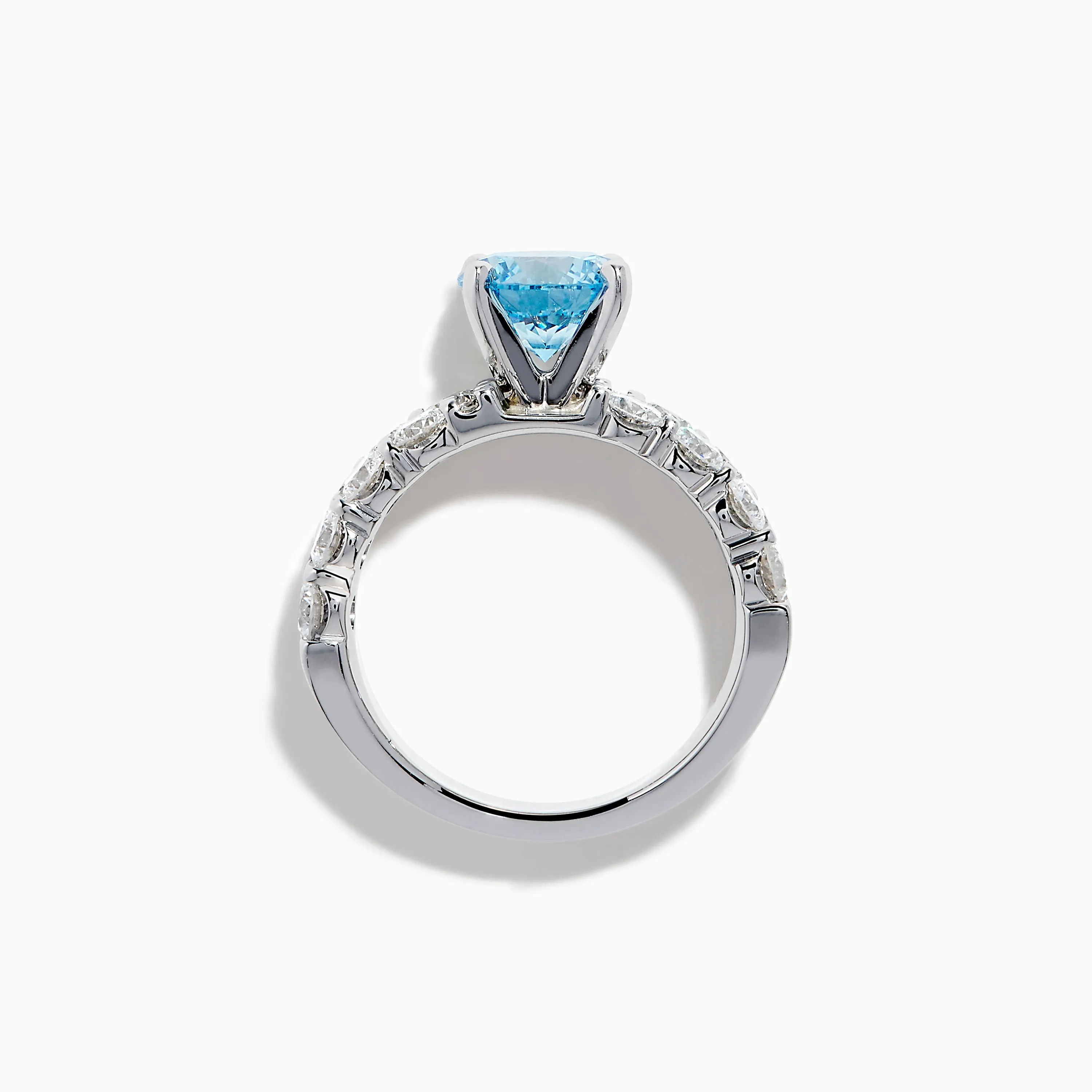 Lab Grown Blue Diamond Round Brilliant Solitaire Ring in 14K White Gold sold by Effy product image thumbnail 3