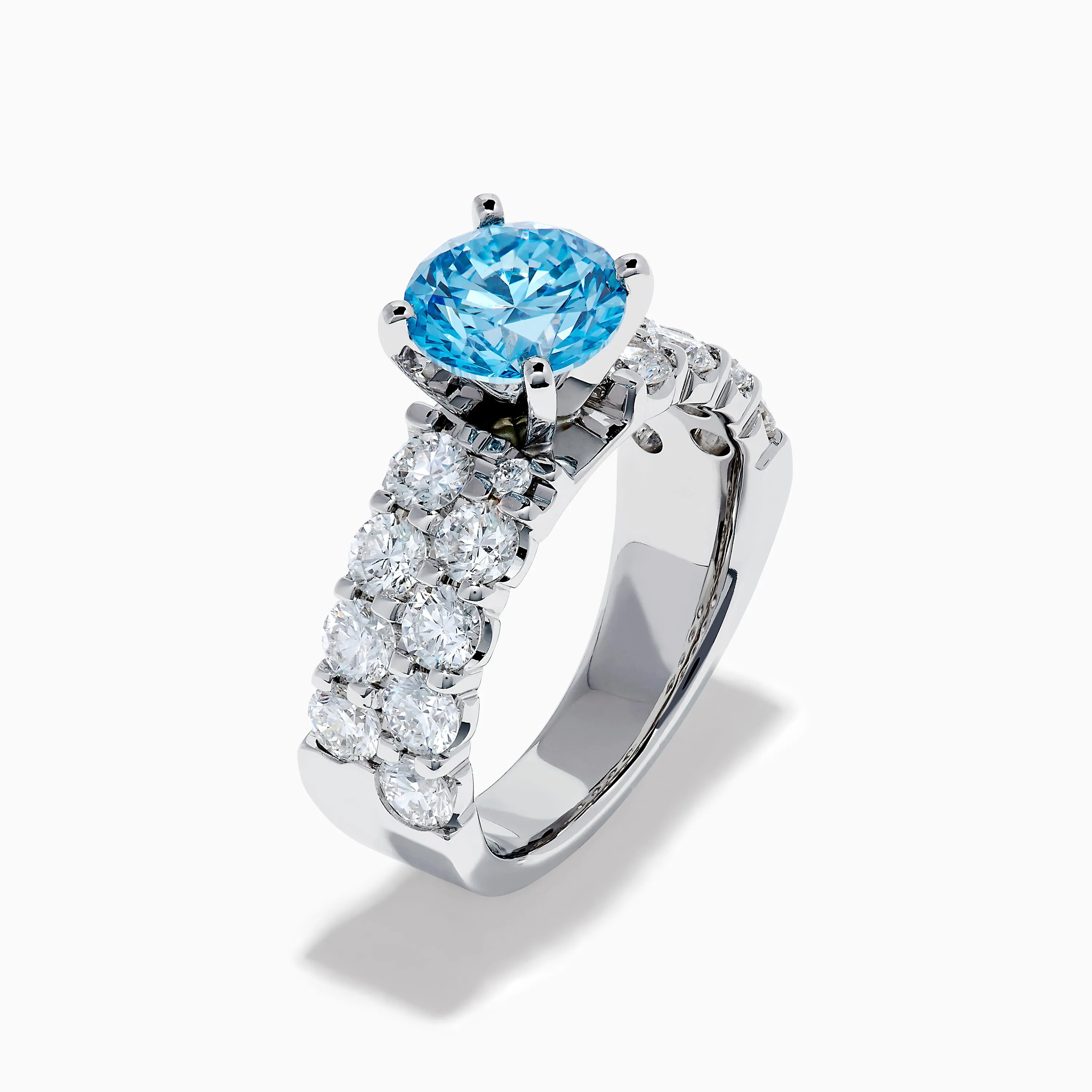 Lab Grown Blue Diamond Round Brilliant Solitaire Ring in 14K White Gold sold by Effy product image thumbnail 4