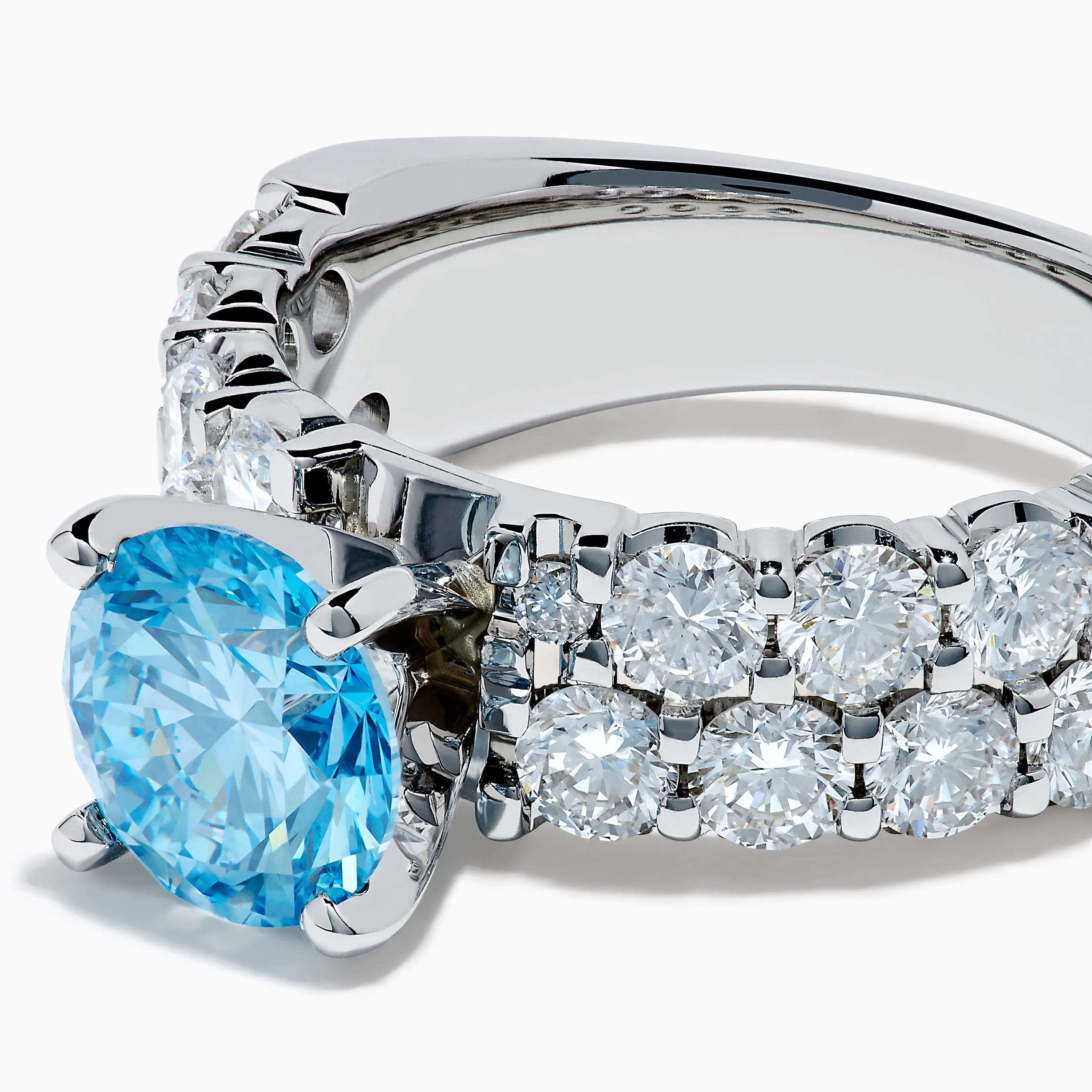 Lab Grown Blue Diamond Round Brilliant Solitaire Ring in 14K White Gold sold by Effy product image thumbnail 2