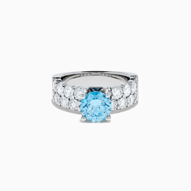Lab Grown Blue Diamond Round Brilliant Solitaire Ring in 14K White Gold sold by Effy