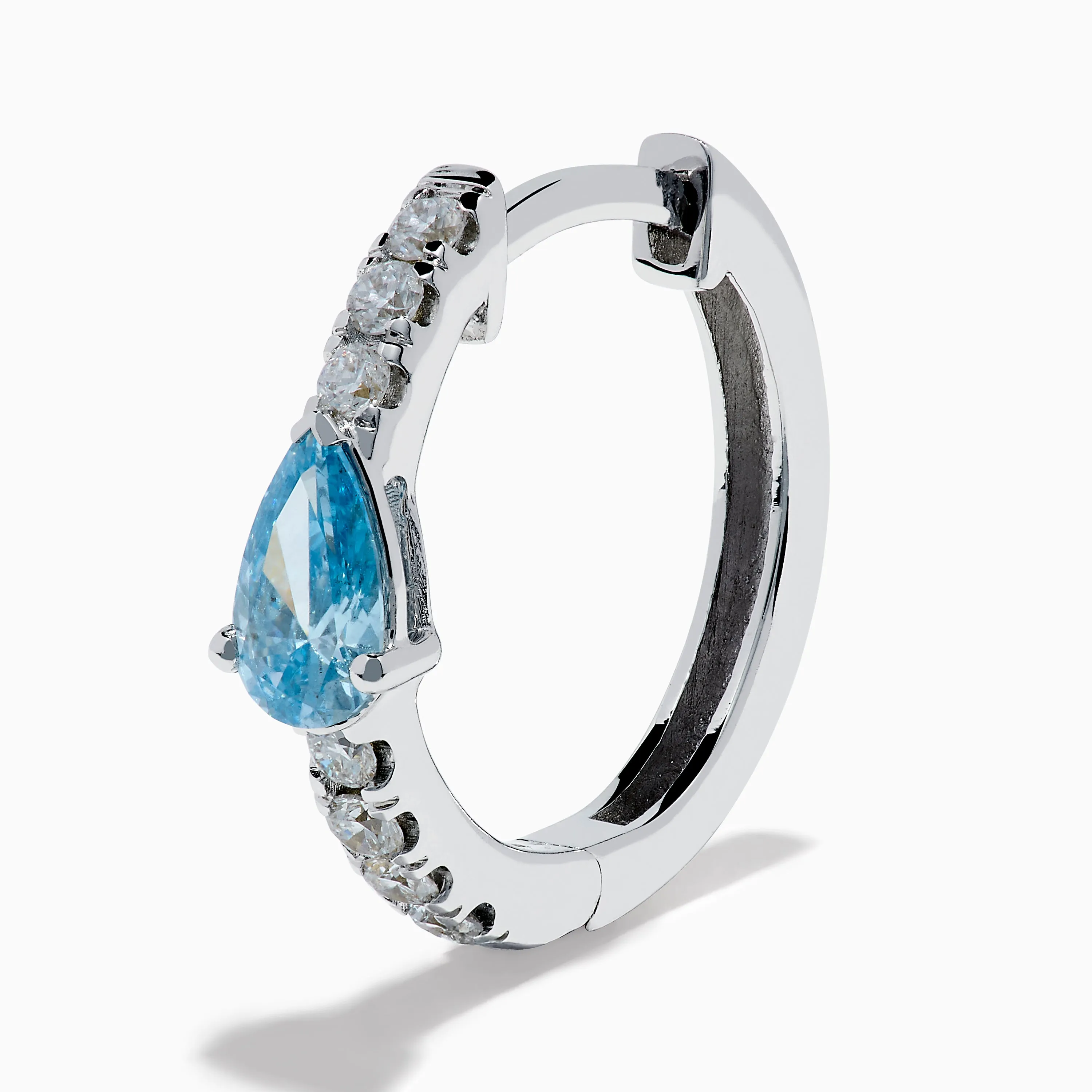 Lab Grown Blue and White Diamond Hoop Earrings in 14K White Gold sold by Effy product image thumbnail 2