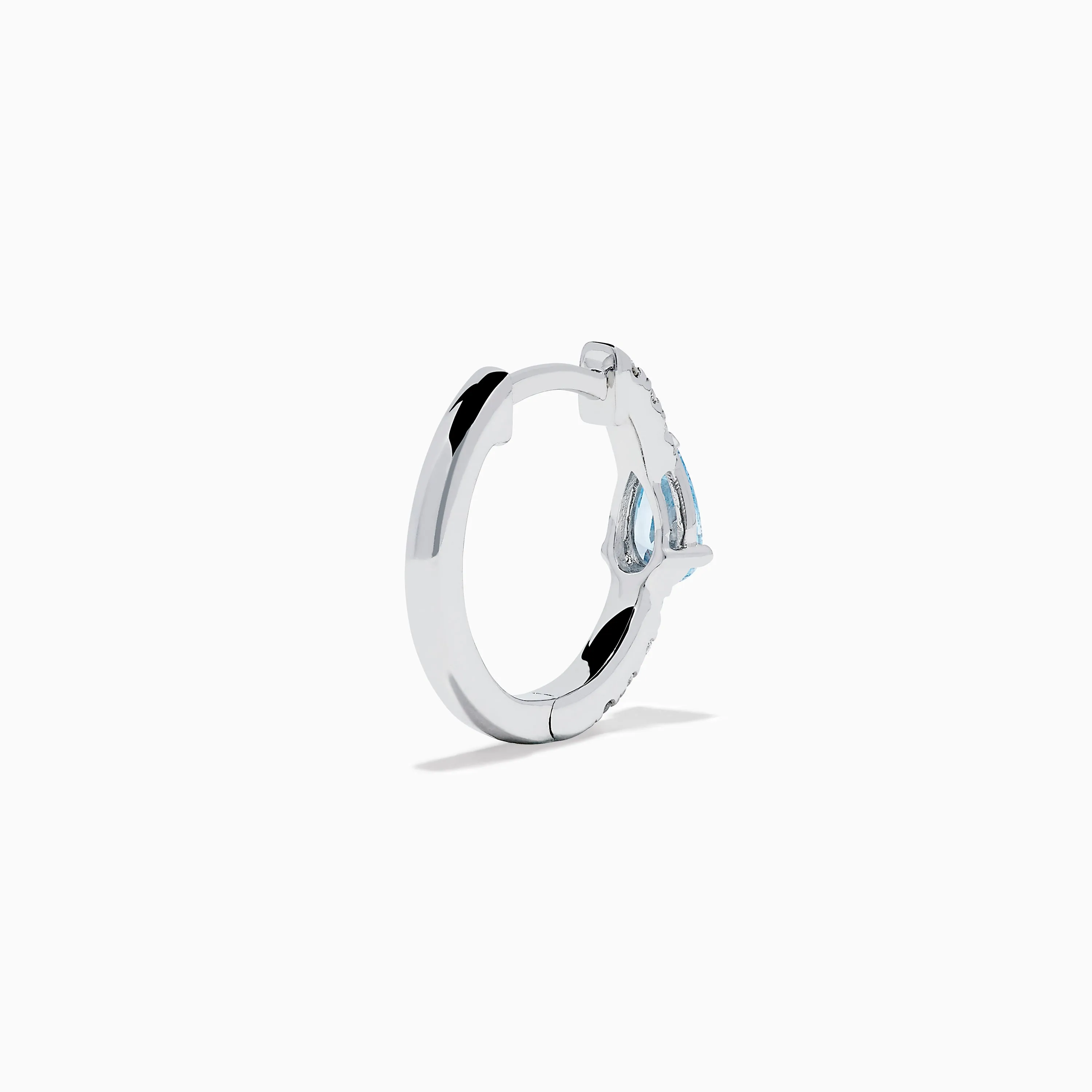 Lab Grown Blue and White Diamond Hoop Earrings in 14K White Gold sold by Effy product image thumbnail 4