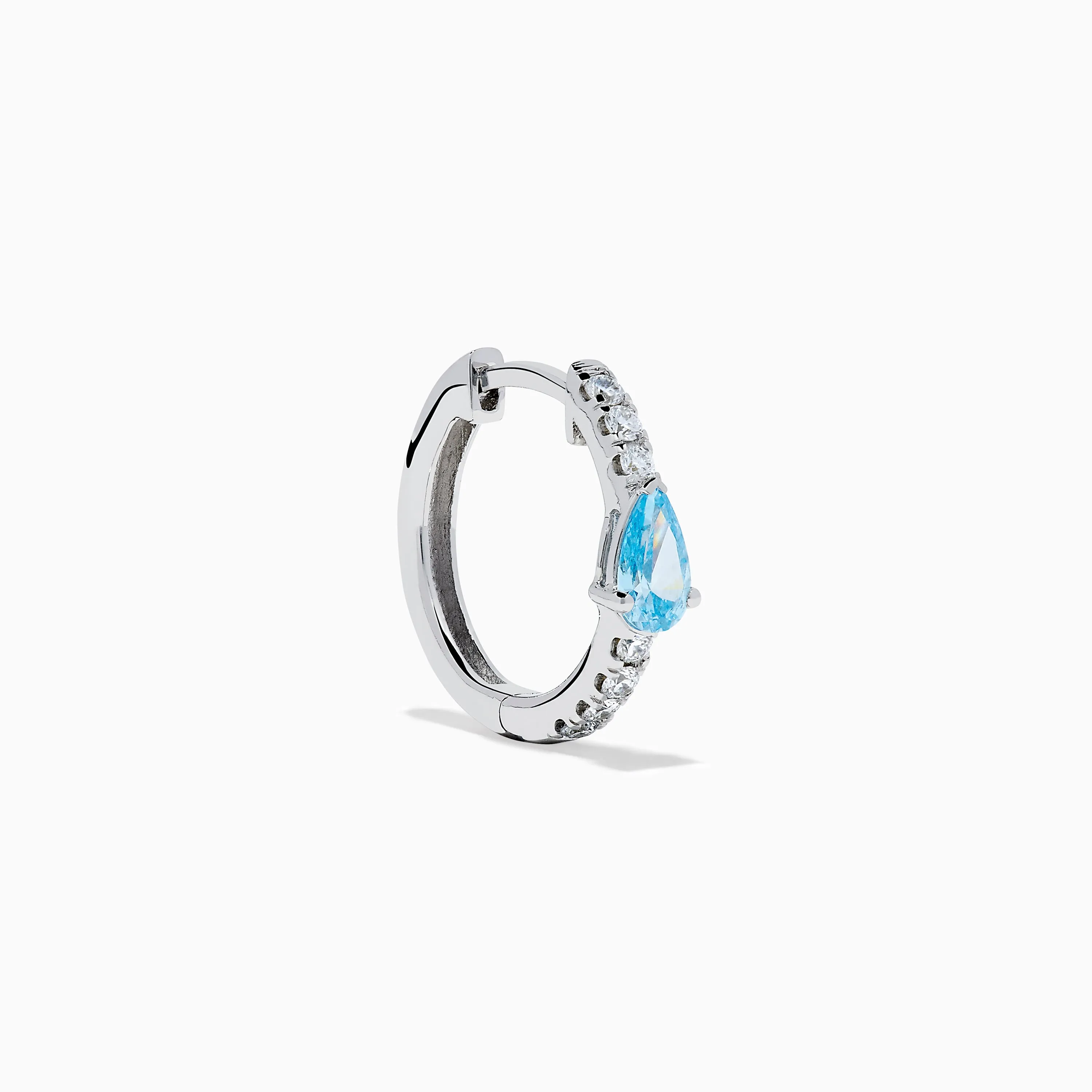 Lab Grown Blue and White Diamond Hoop Earrings in 14K White Gold sold by Effy product image thumbnail 3
