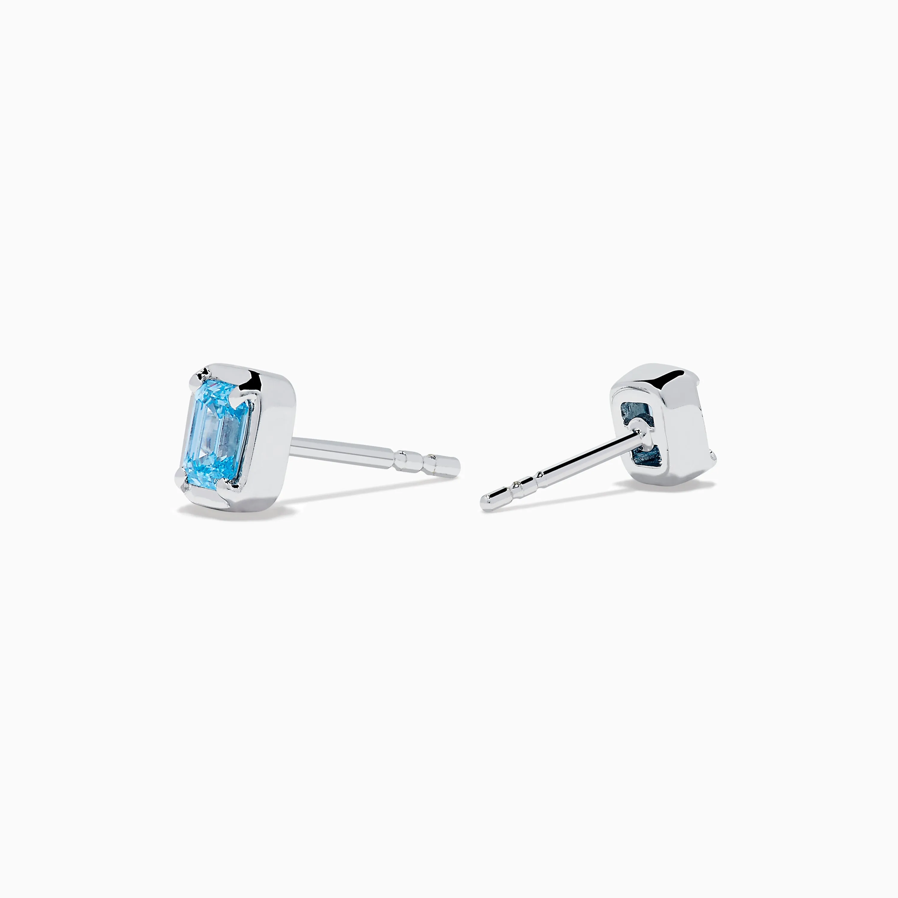 Lab Grown Blue Diamond Emerald Cut Solitaire Stud Earrings in 14K White Gold sold by Effy product image thumbnail 2