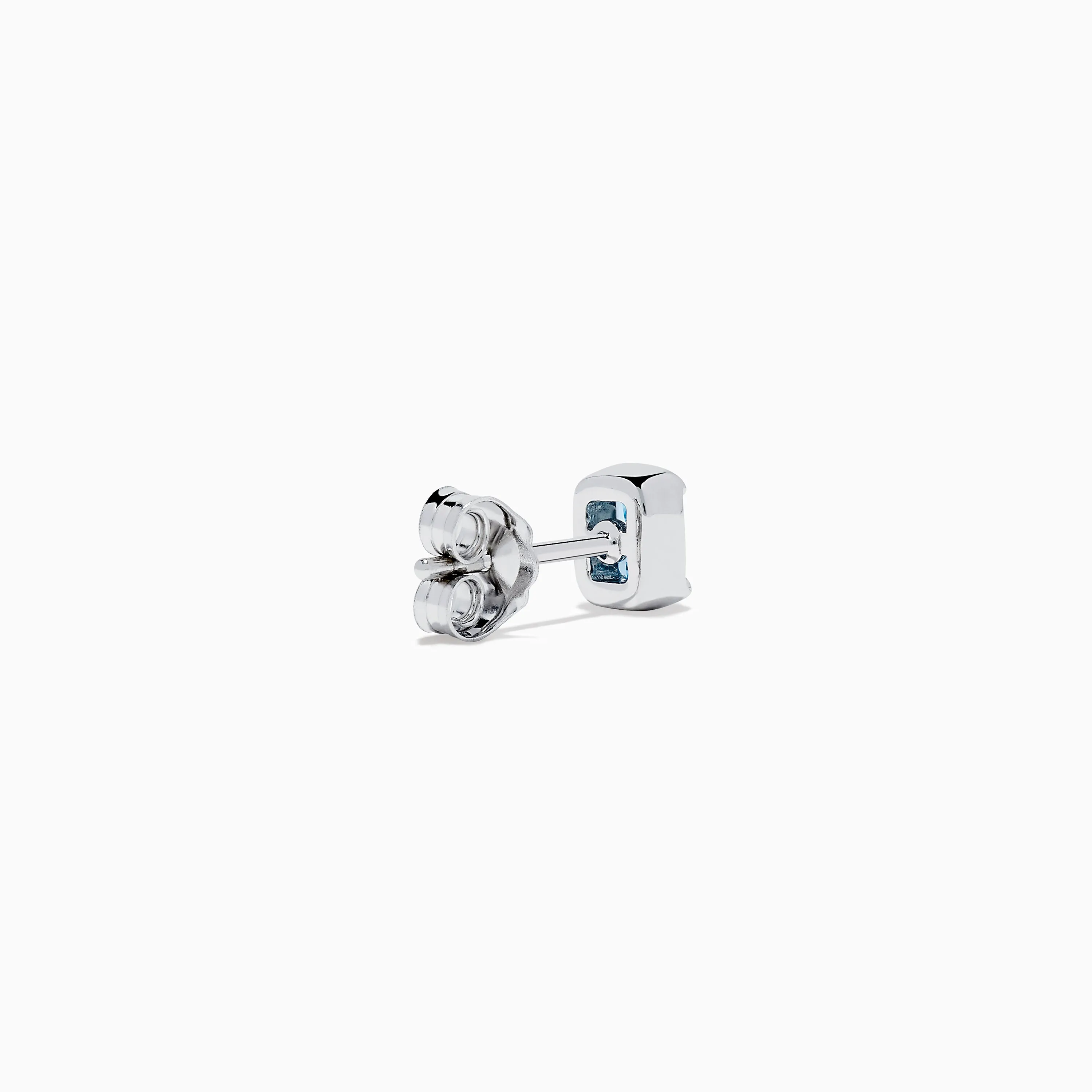 Lab Grown Blue Diamond Emerald Cut Solitaire Stud Earrings in 14K White Gold sold by Effy product image thumbnail 4