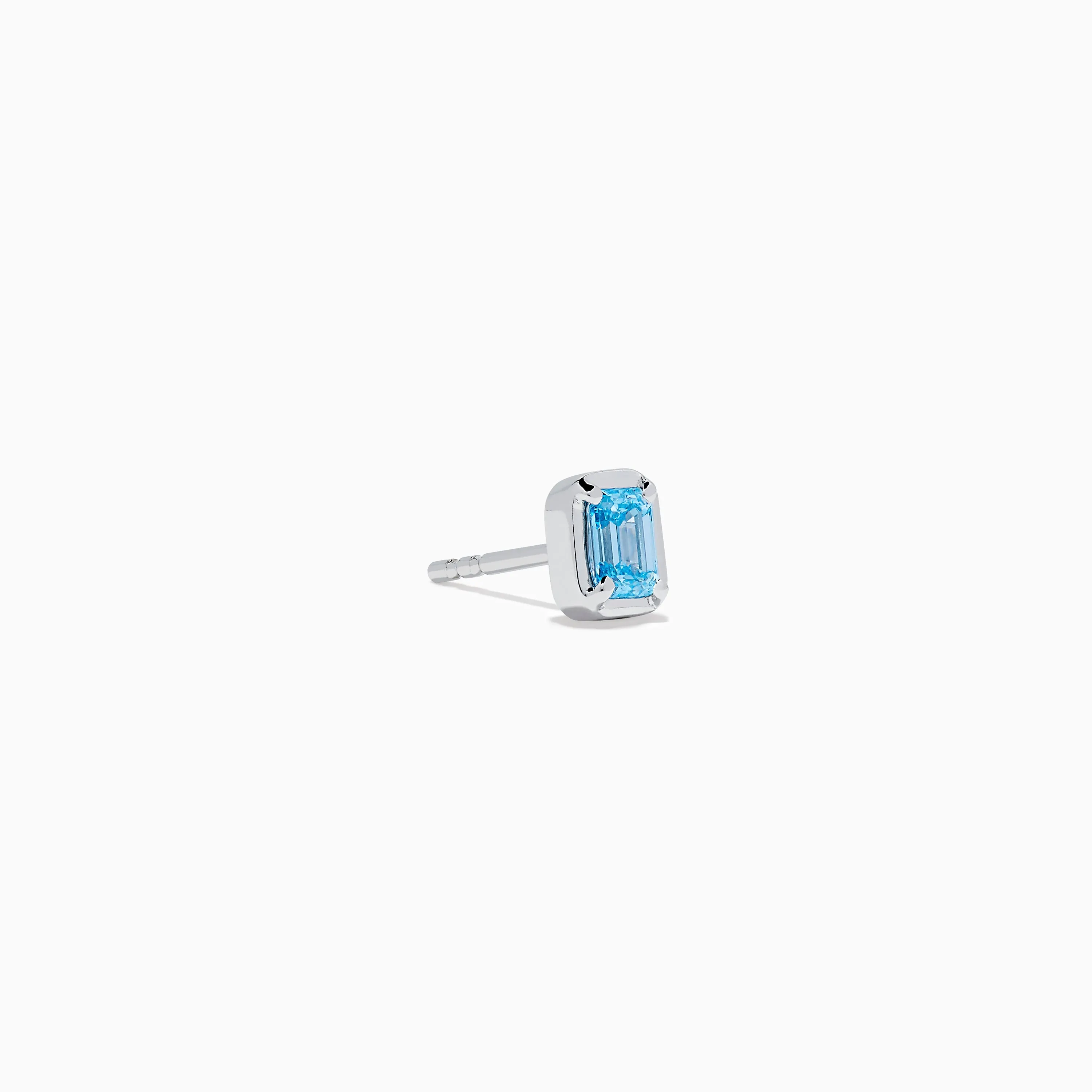 Lab Grown Blue Diamond Emerald Cut Solitaire Stud Earrings in 14K White Gold sold by Effy product image thumbnail 3