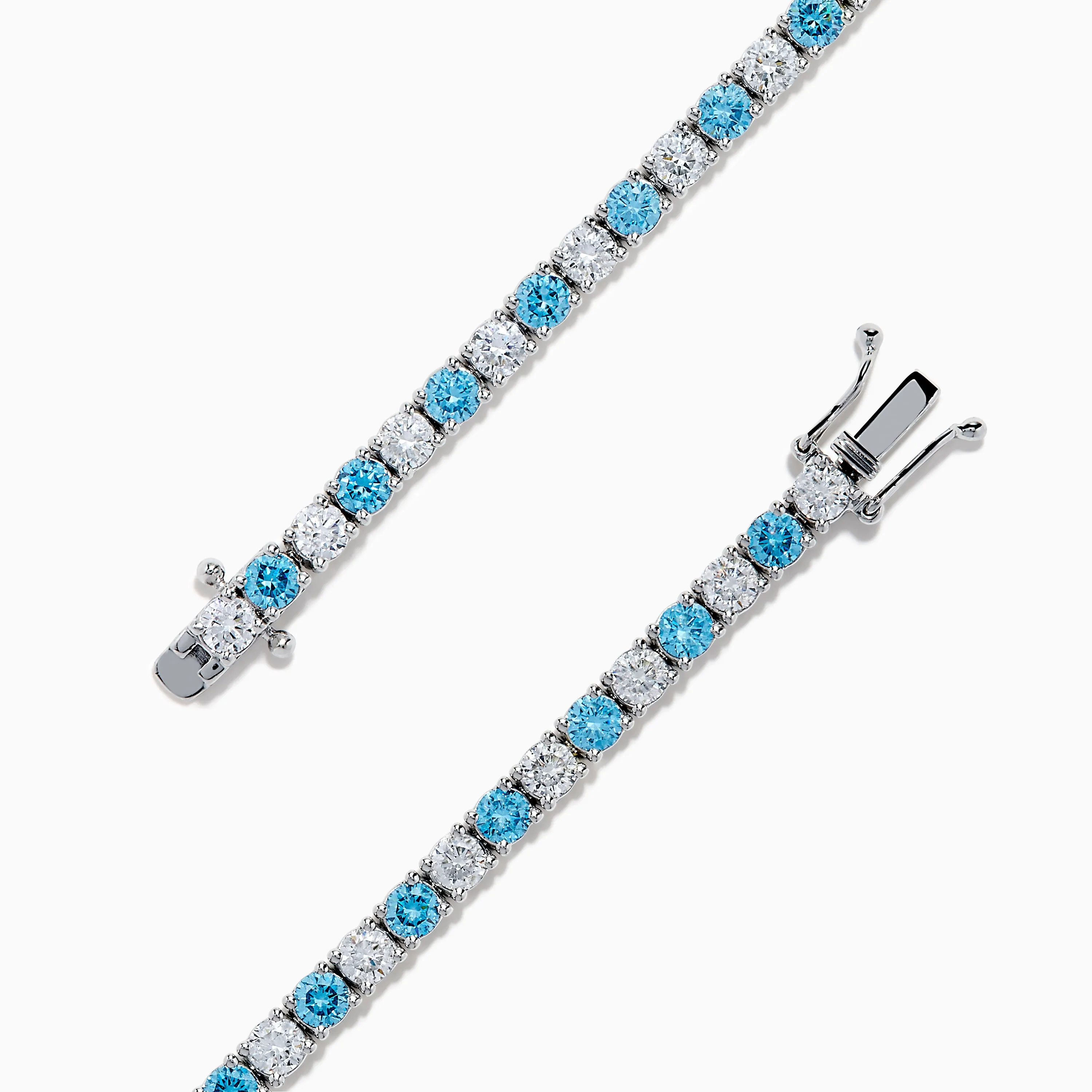 Lab Grown Blue and White Diamond Tennis Bracelet in 14K White Gold sold by Effy product image thumbnail 4